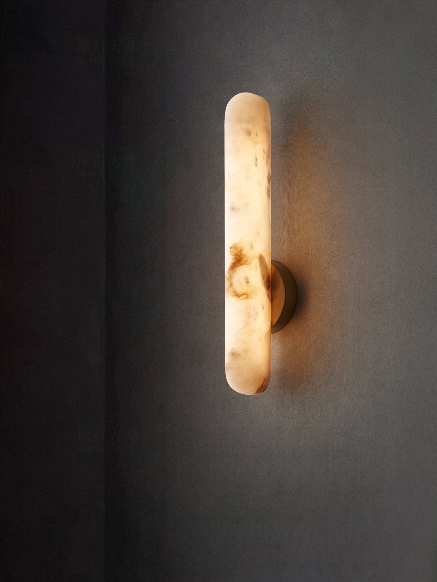 Alabaster Rod Wall Light, Hardwired Wall Sconce, detail 5