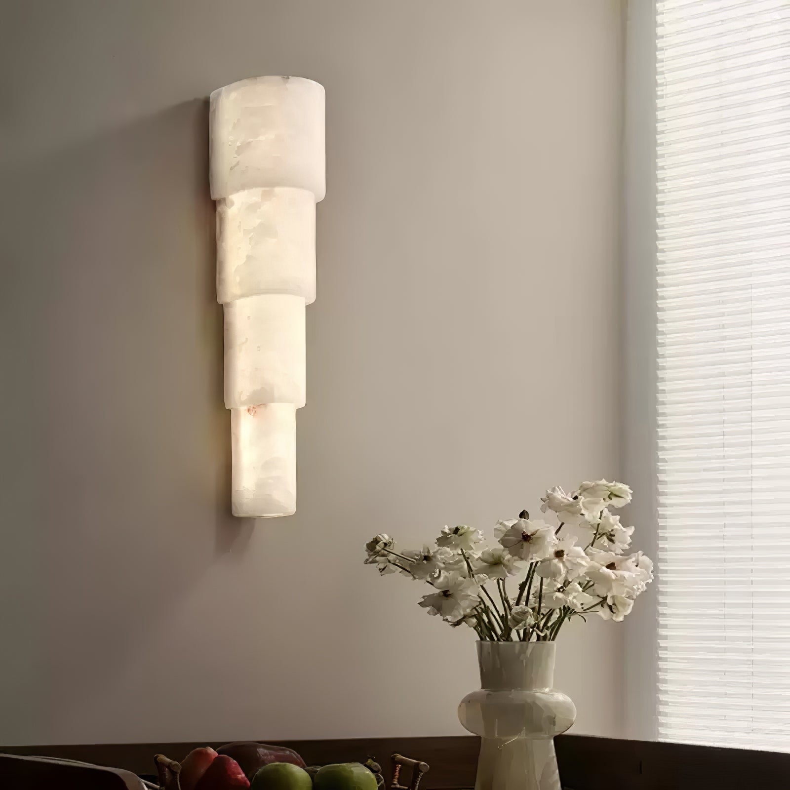 Alba Cascade Alabaster Wall Light, Hardwired Wall Sconce, detail 3