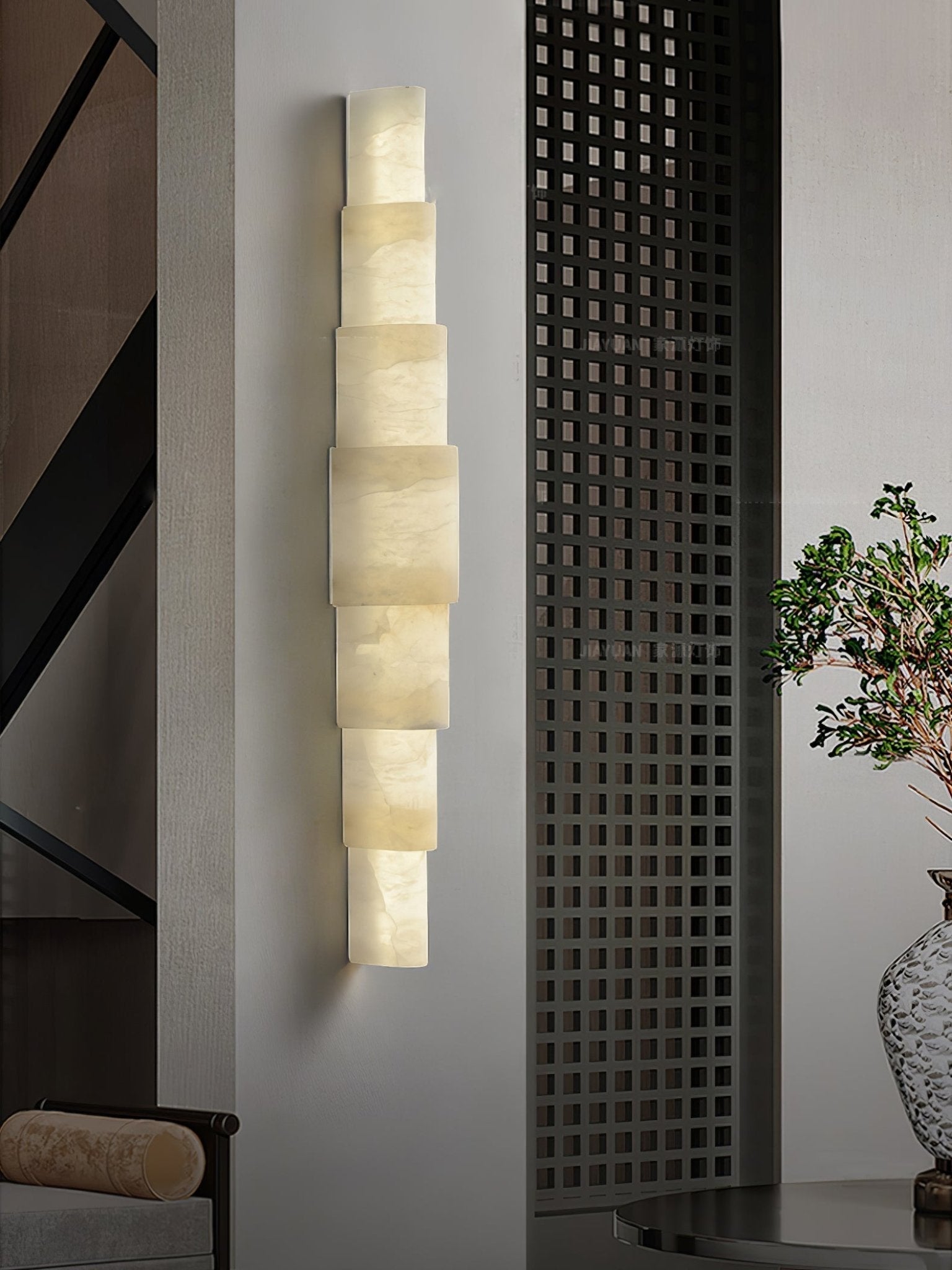 Alba Cascade Alabaster Wall Light, Hardwired Wall Sconce, detail 8