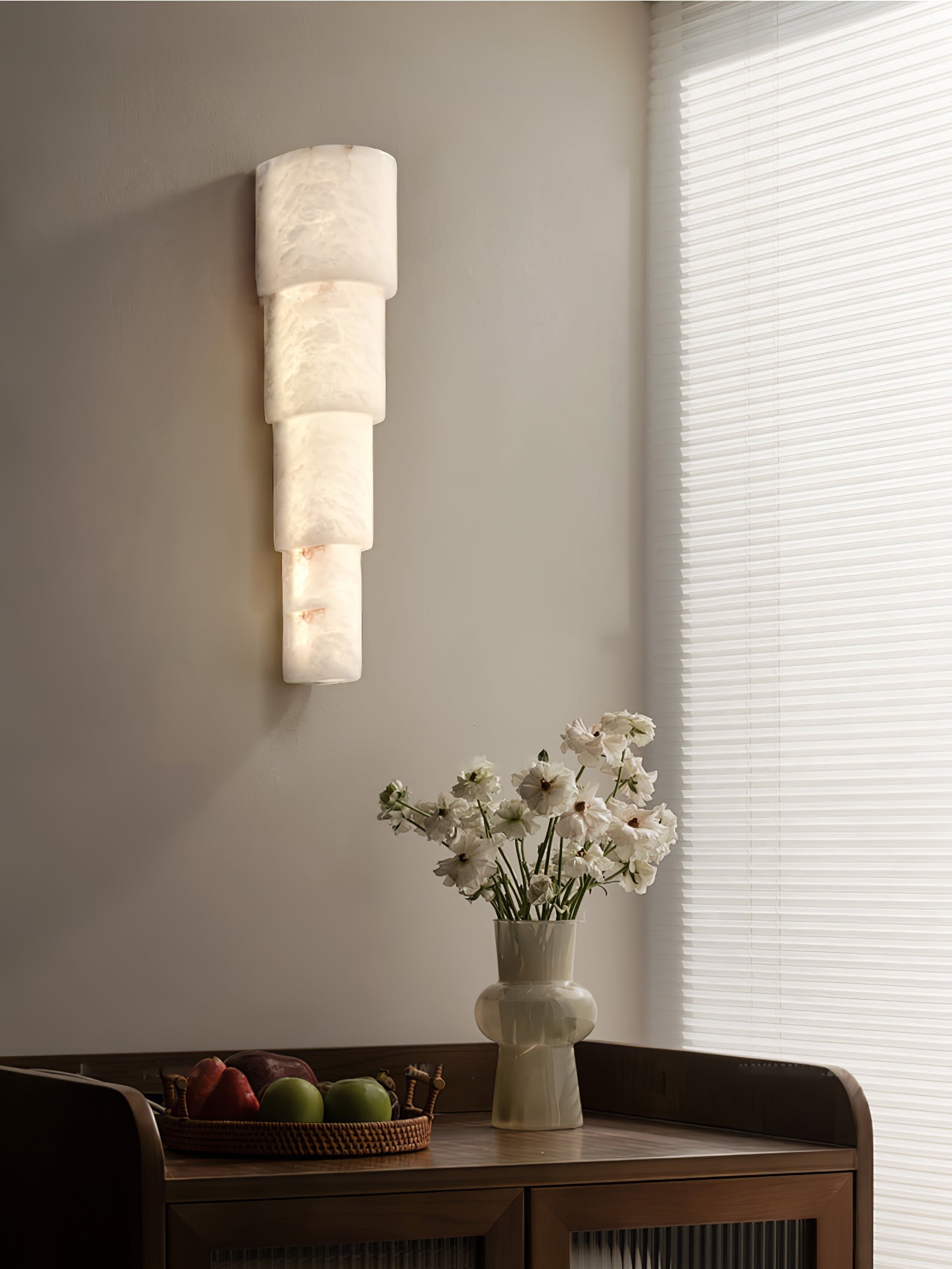Alba Cascade Alabaster Wall Light, Hardwired Wall Sconce, detail 9