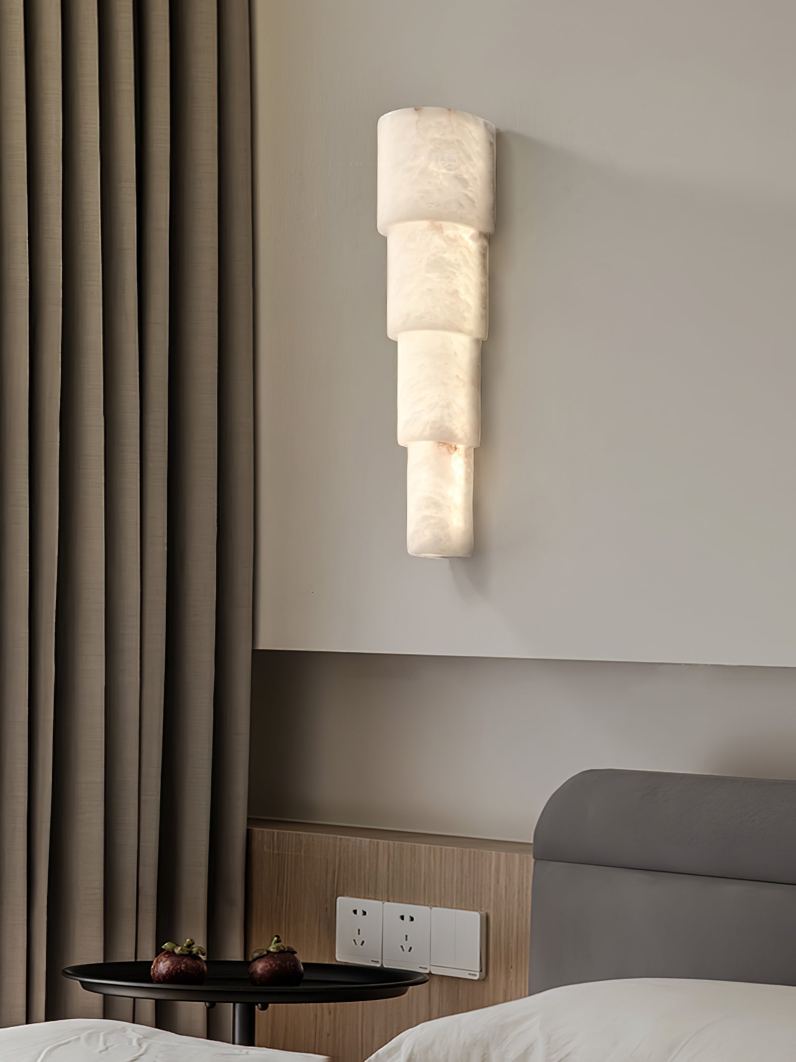 Alba Cascade Alabaster Wall Light, Hardwired Wall Sconce, detail 12
