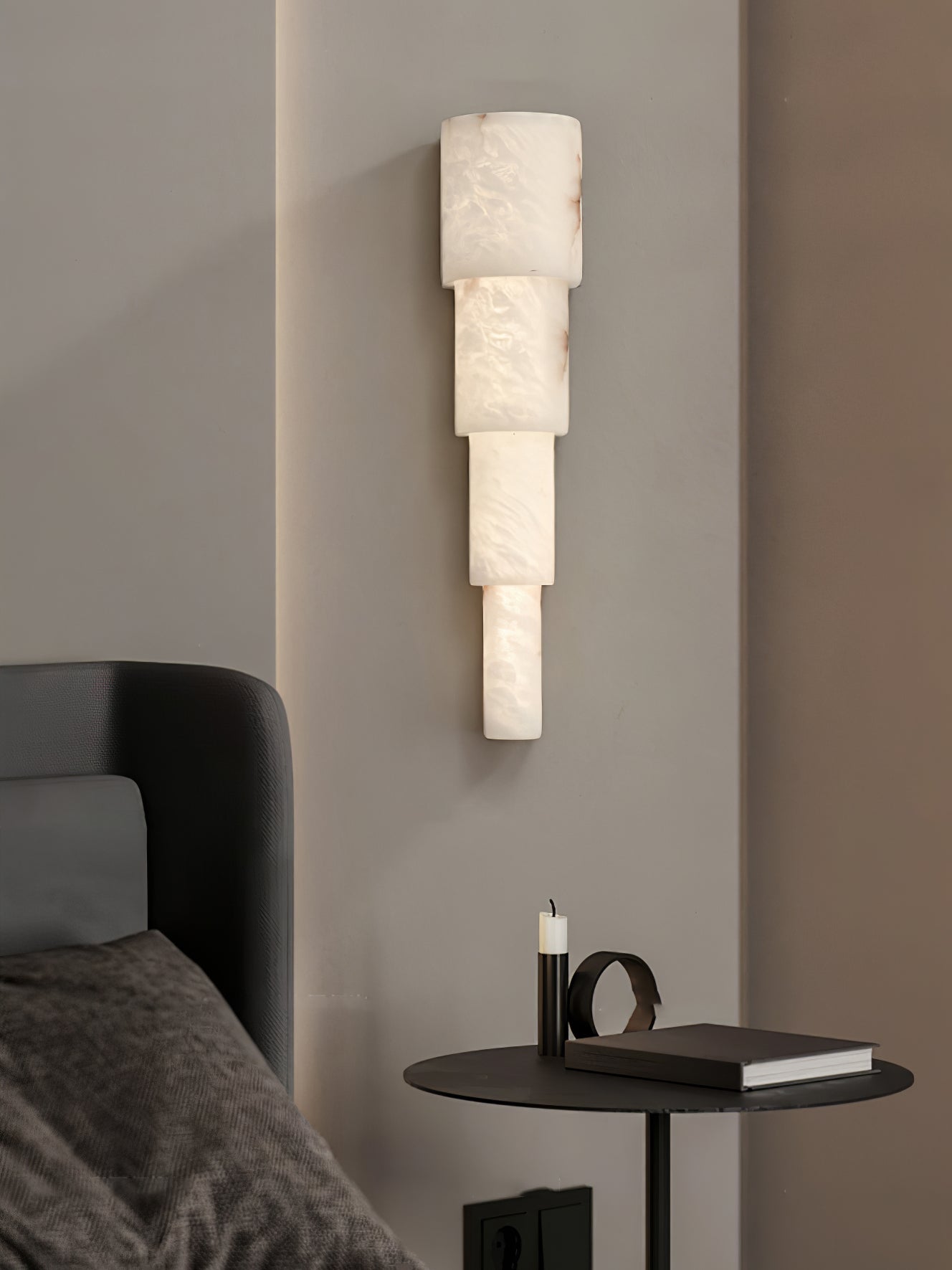 Alba Cascade Alabaster Wall Light, Hardwired Wall Sconce, detail 13