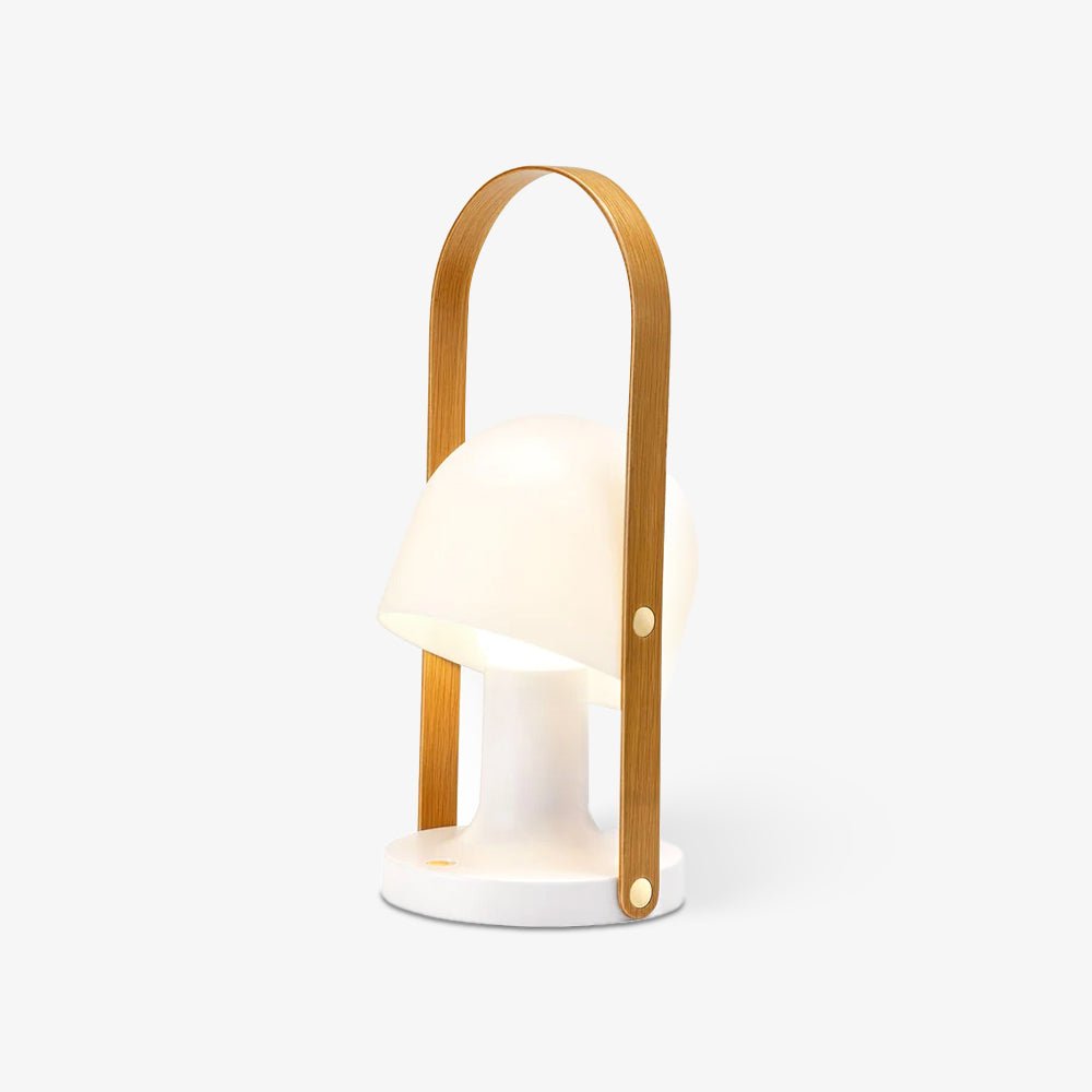 Portable Glass Charging Table Light, Bedside Table Lamp, Iron, ∅ 8.3″ x H 20.9″