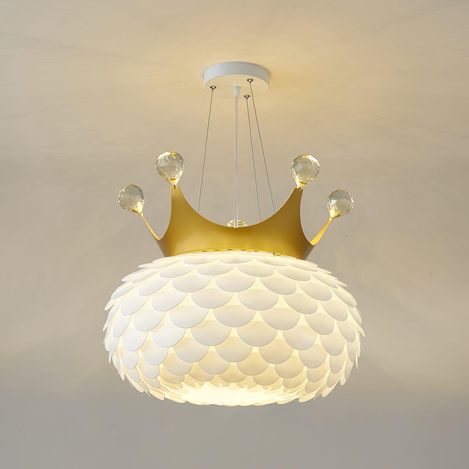 Close-up angle of Aluvia Crown Pendant Lamp showing form and material detail