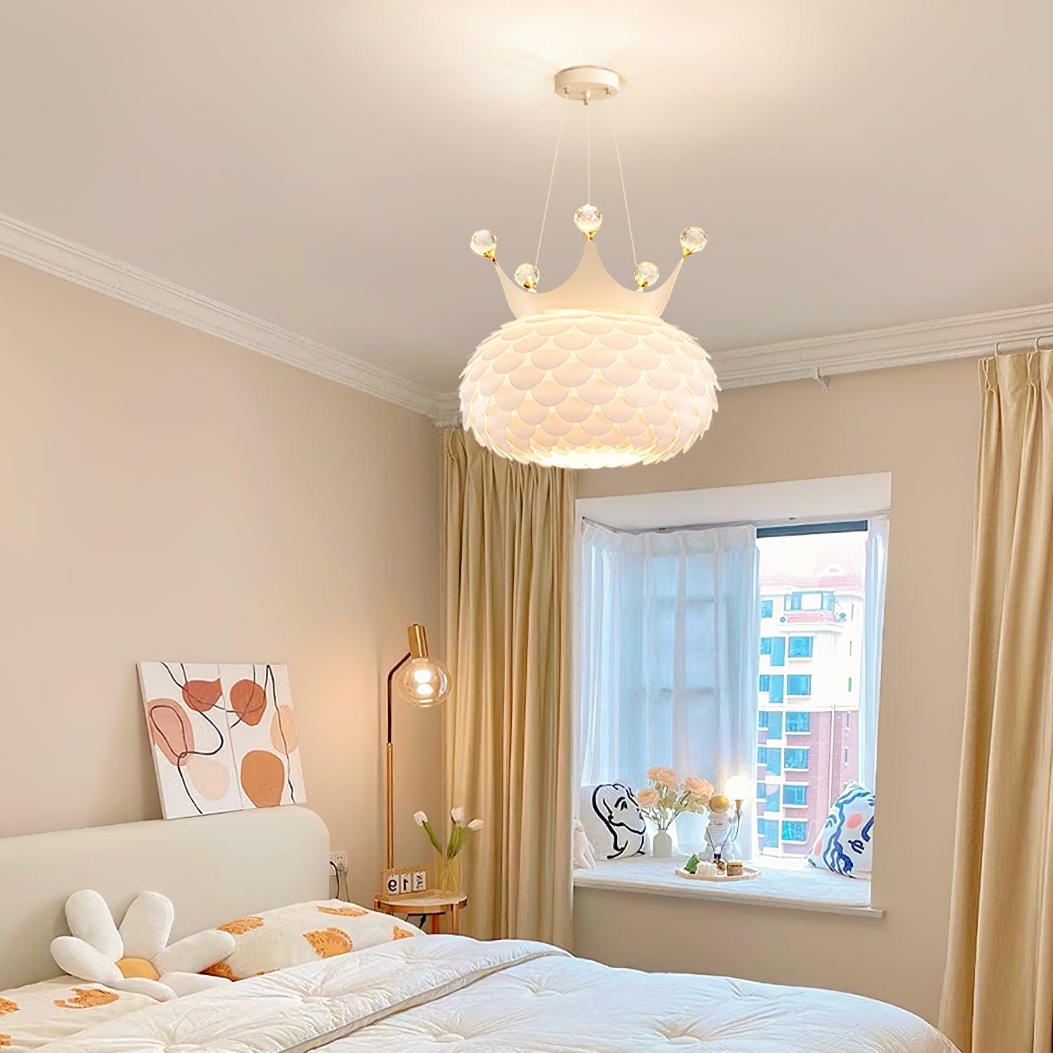 Close-up angle of Aluvia Crown Pendant Lamp showing form and material detail