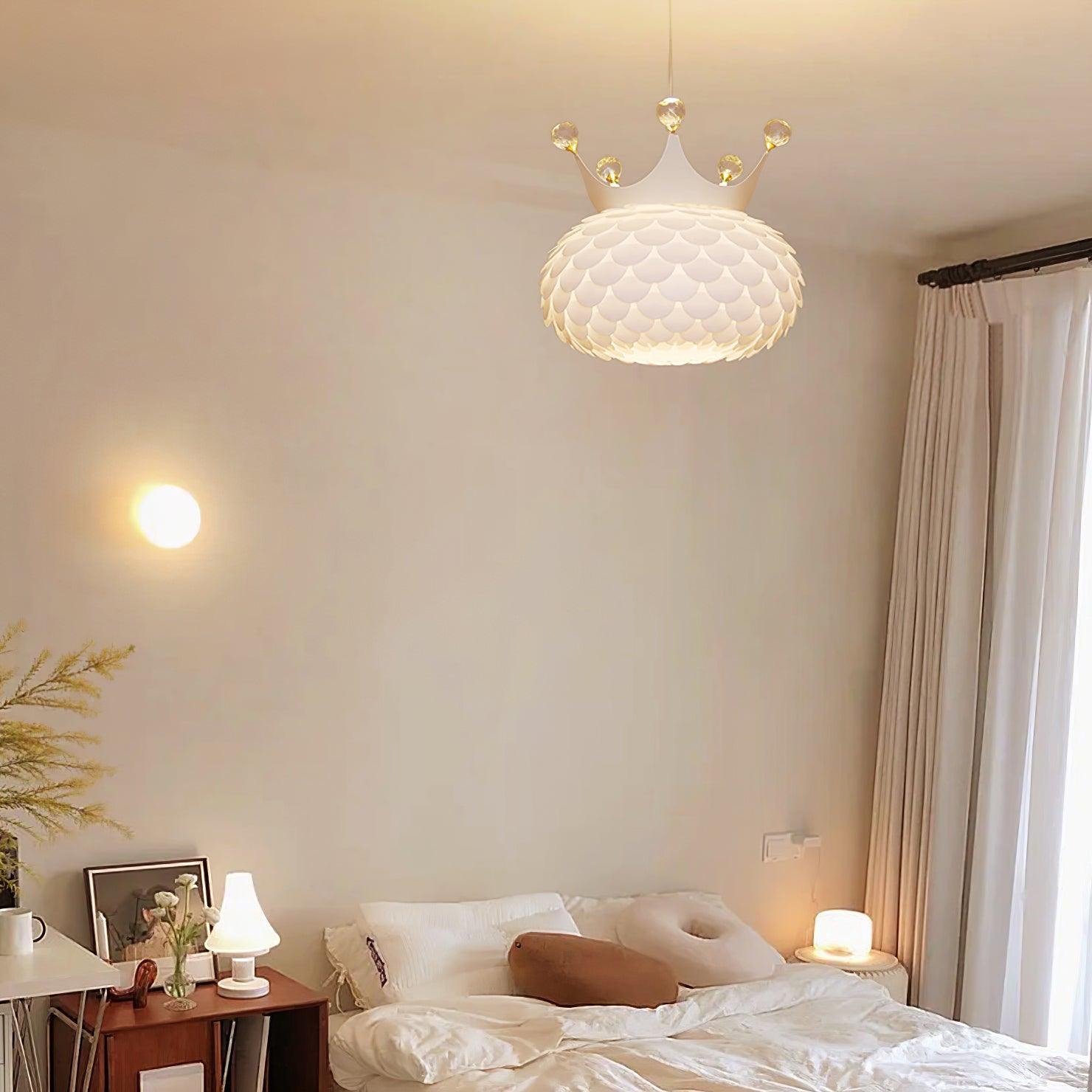 Close-up angle of Aluvia Crown Pendant Lamp showing form and material detail