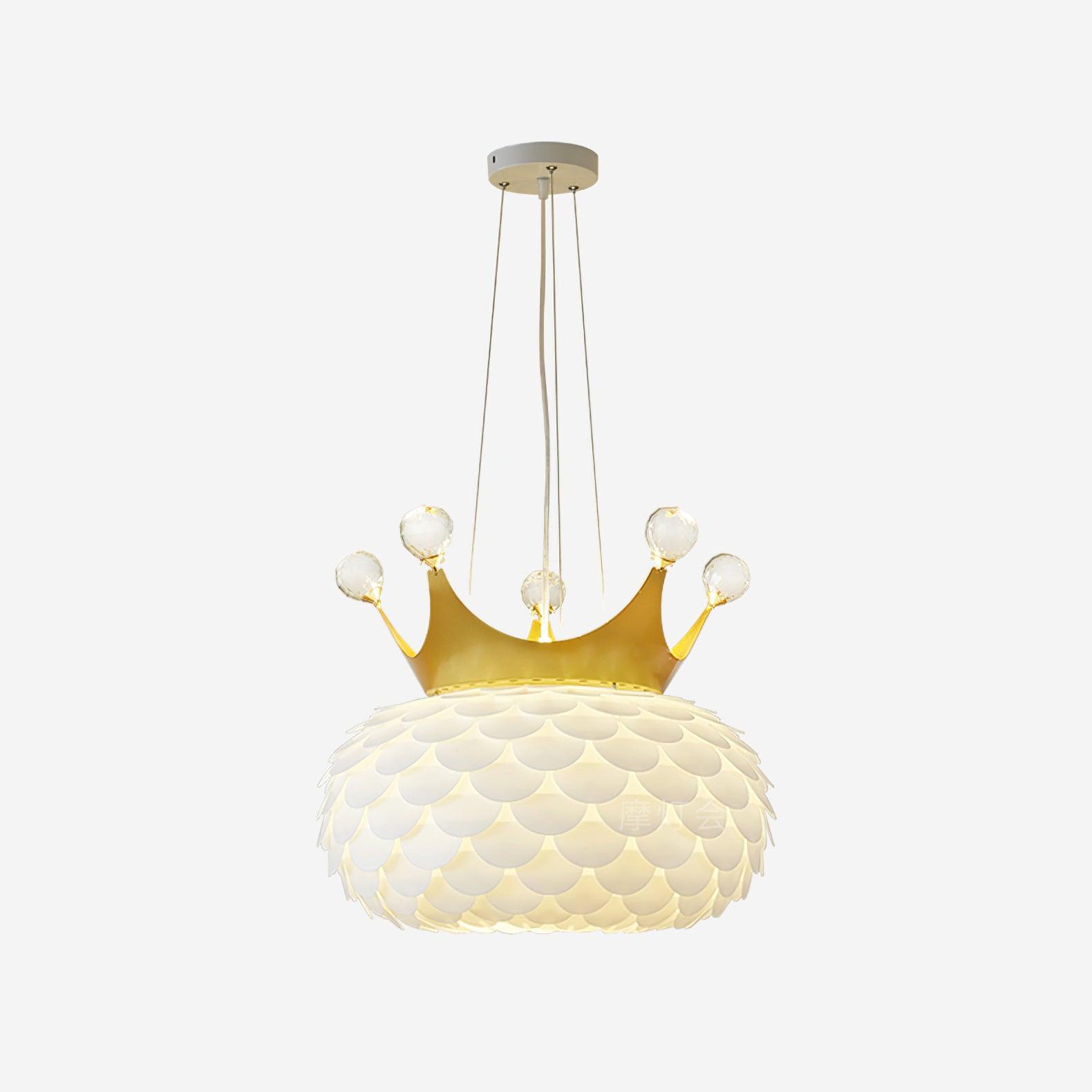 Close-up angle of Aluvia Crown Pendant Lamp showing form and material detail