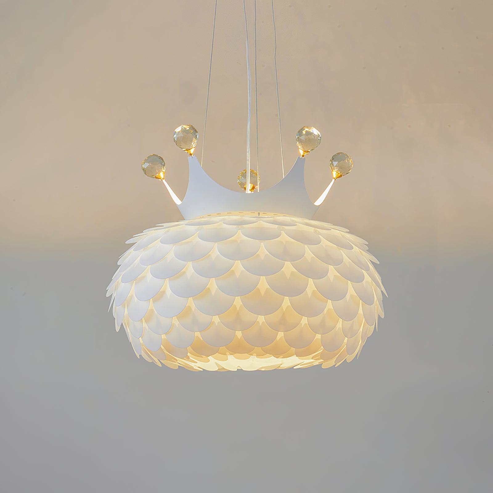 Close-up angle of Aluvia Crown Pendant Lamp showing form and material detail