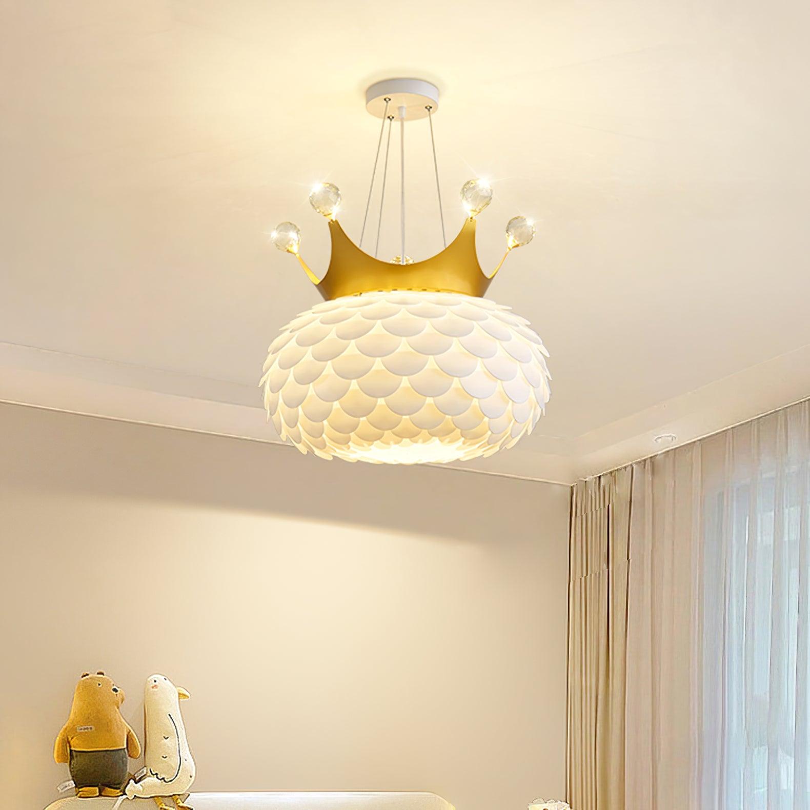 Close-up angle of Aluvia Crown Pendant Lamp showing form and material detail