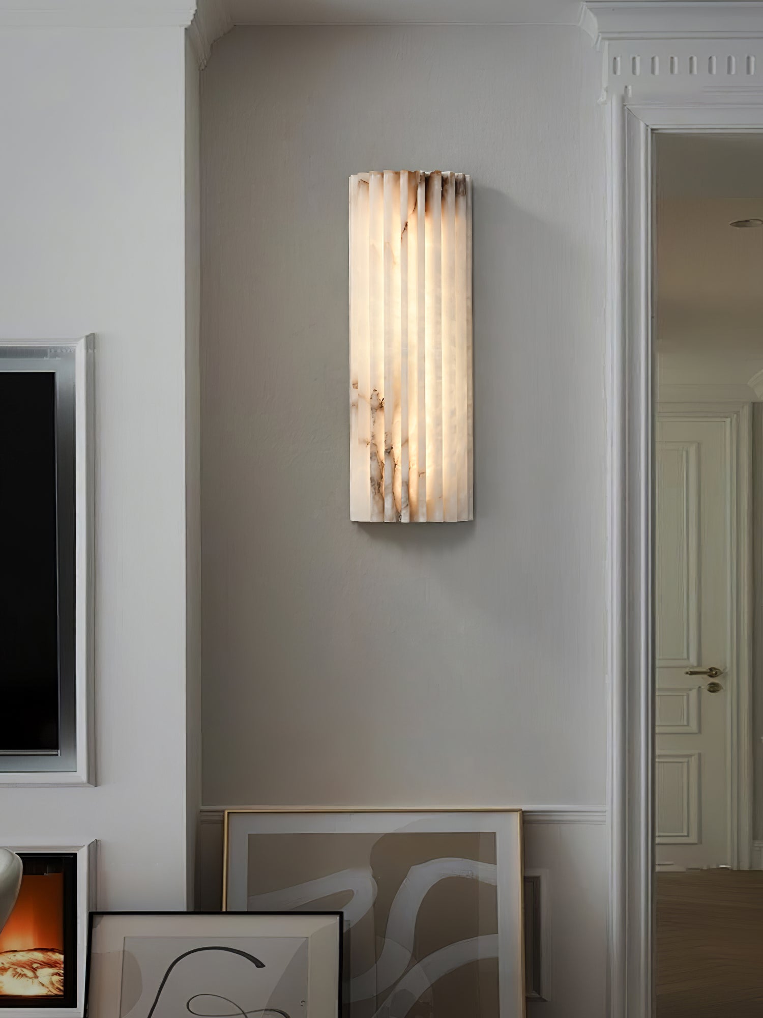 Alvia Alabaster Wall Light, Hardwired Wall Sconce, detail 21