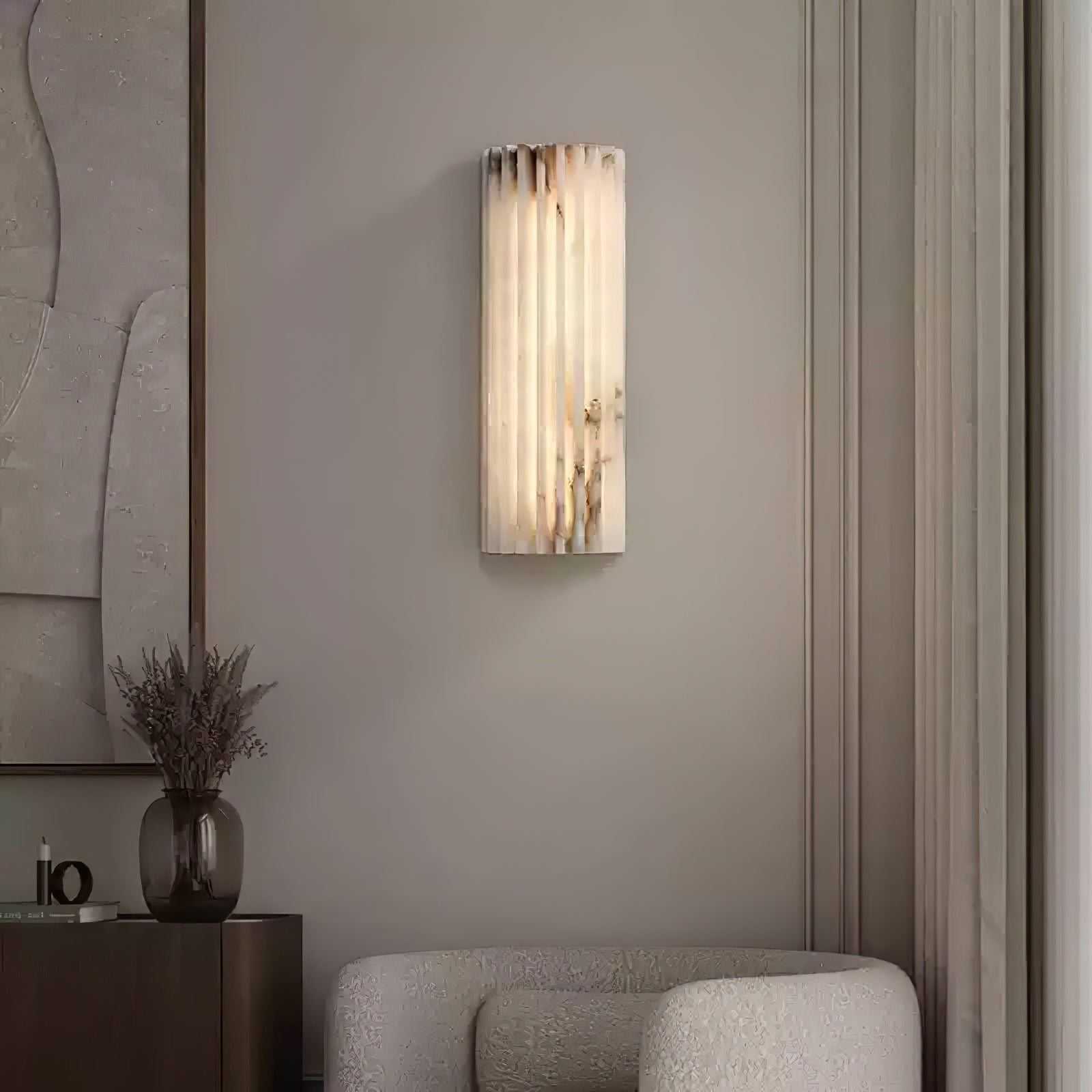 Alvia Alabaster Wall Light, Hardwired Wall Sconce, detail 20