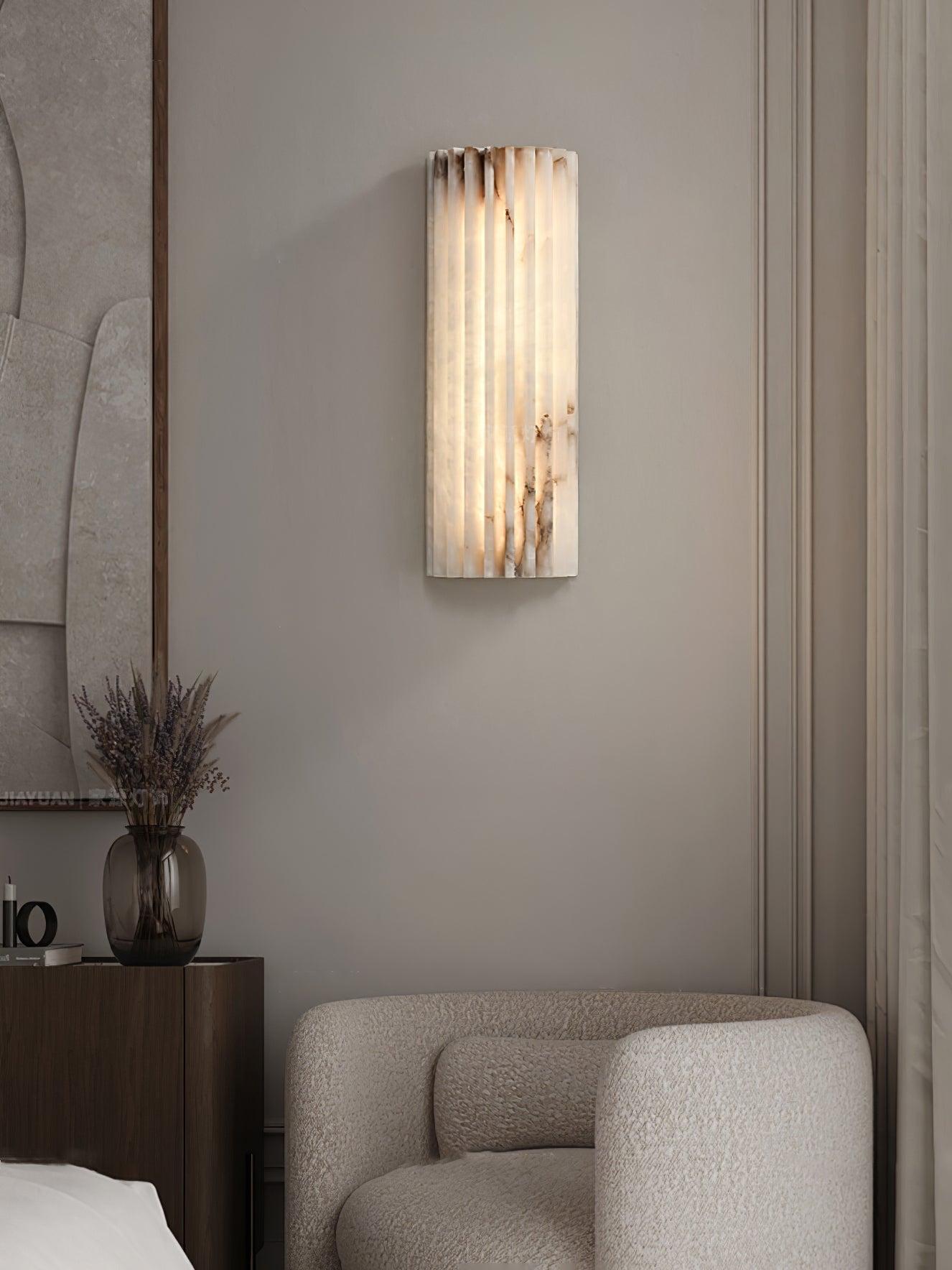 Alvia Alabaster Wall Light, Hardwired Wall Sconce, detail 24