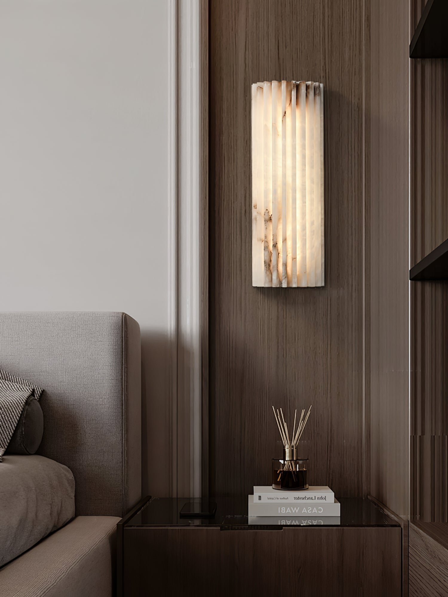 Alvia Alabaster Wall Light, Hardwired Wall Sconce, detail 25