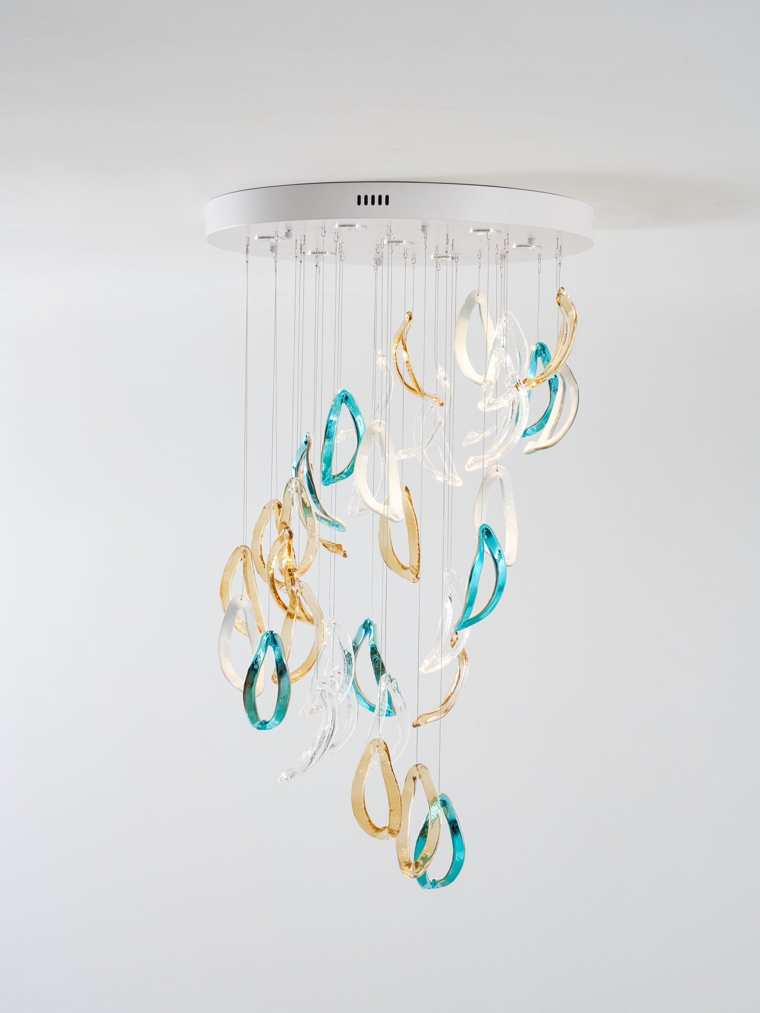 Aqua Ripple Glass Art Customizable Chandelier