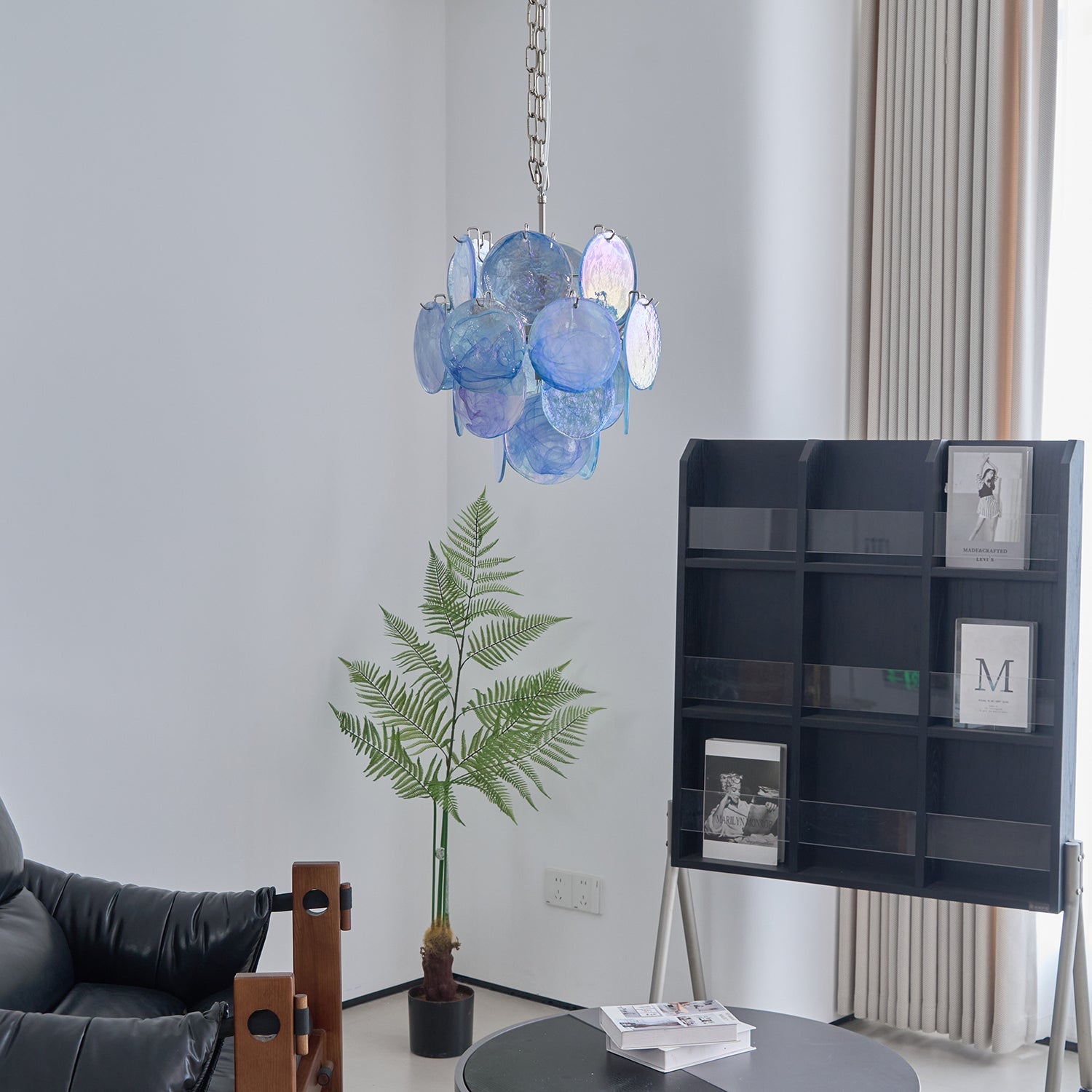 Aqua Blue Glass Murano Chandelier