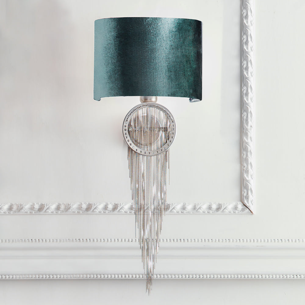 Silver Crystal Velvet Wall Sconce