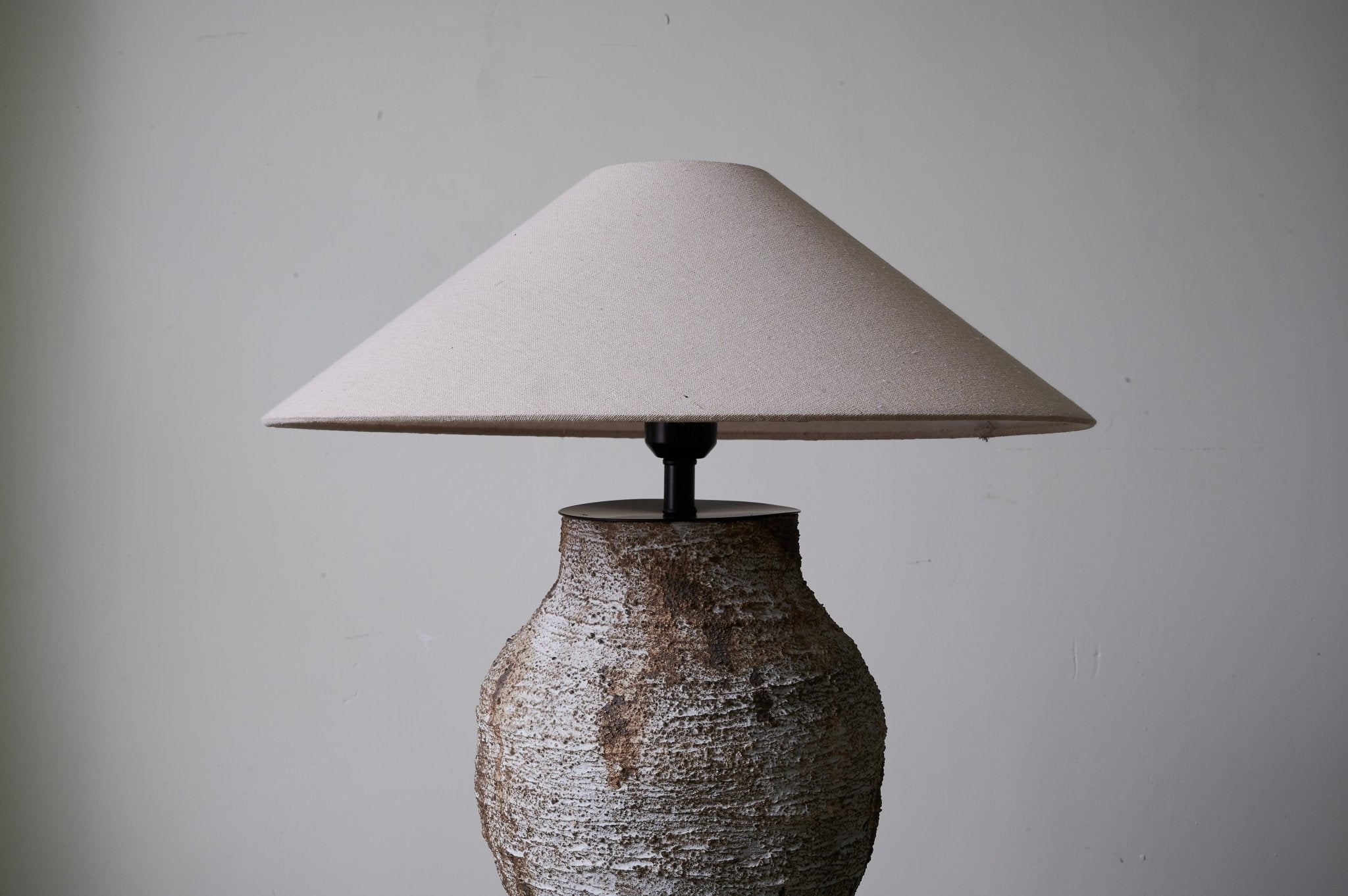 Close-up angle of Arden Textured Clay Table Lamp showing form and material detail