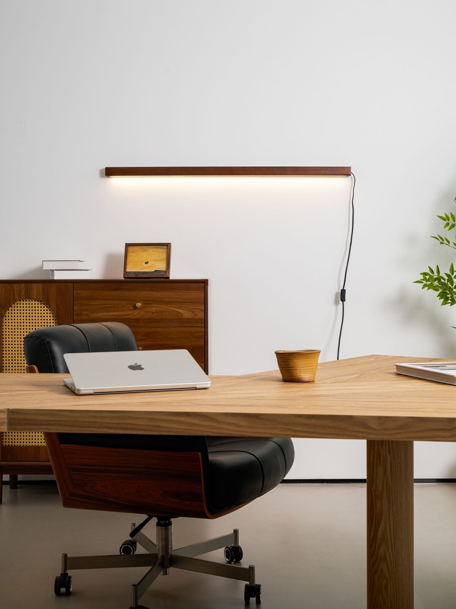 Arlo Linear Wood Plug-in Wall Light