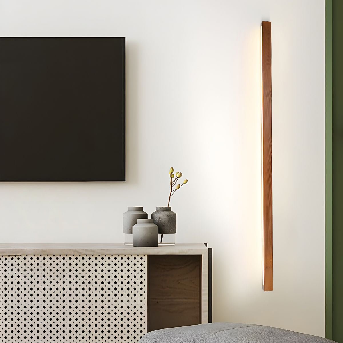 Arlo Linear Wood Wall Light, Hardwired Wall Sconce, detail 5