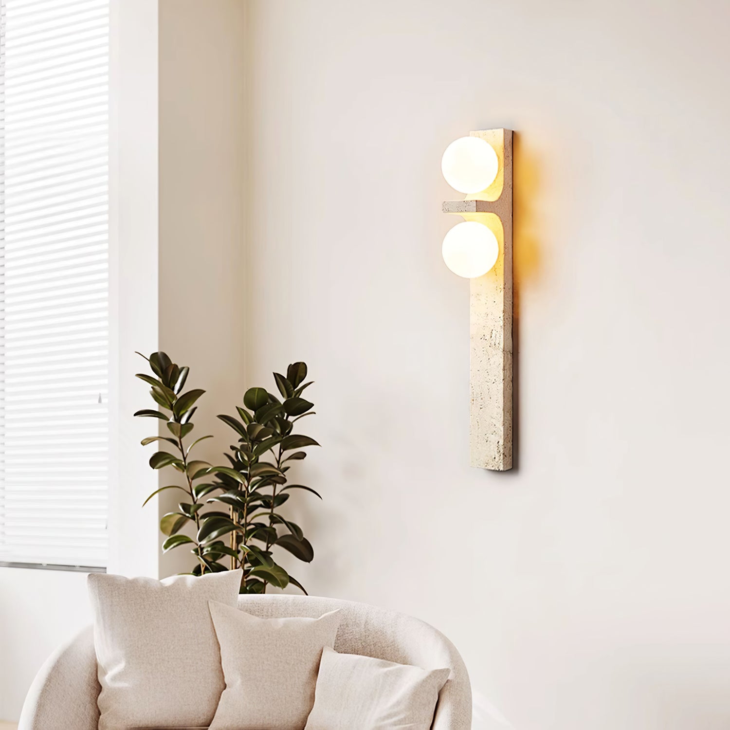 Asymmetrical Travertine Wall Sconce detail view 15