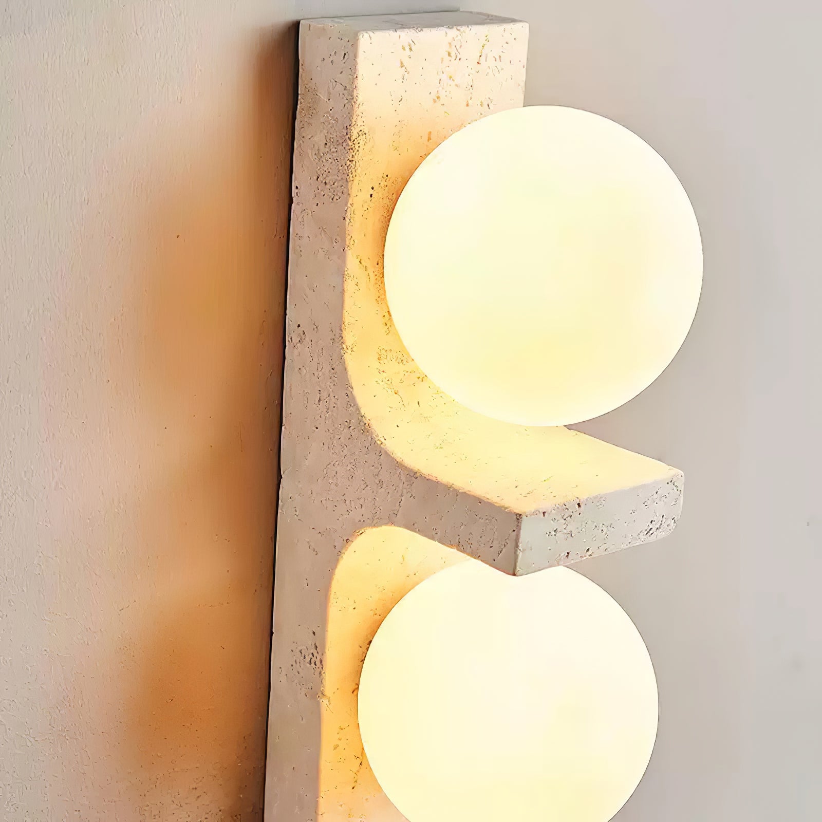 Asymmetrical Travertine Wall Sconce detail view 2