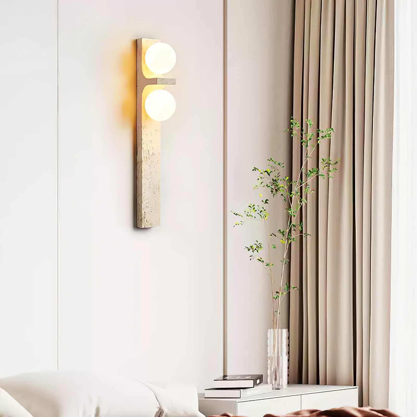 Asymmetrical Travertine Wall Sconce detail view 10