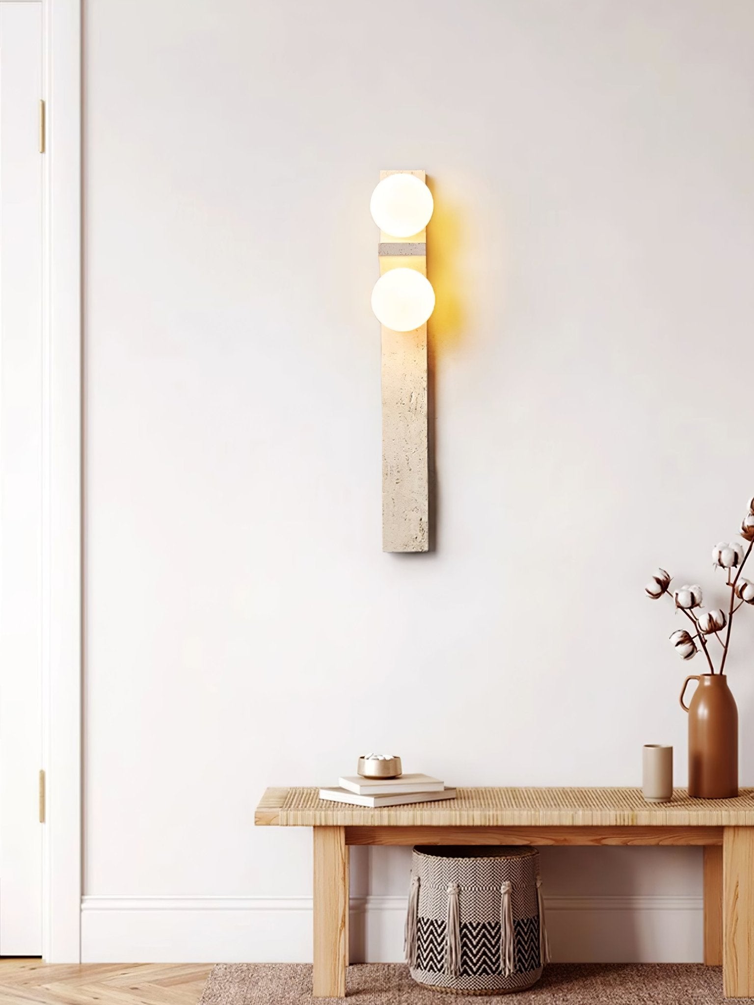 Asymmetrical Travertine Wall Sconce detail view 5