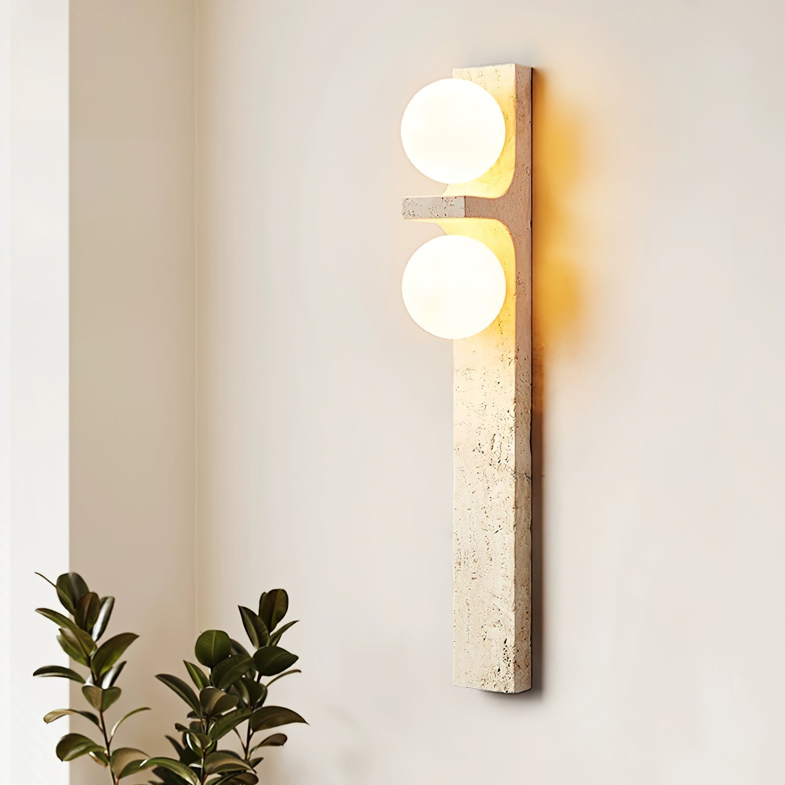 Asymmetrical Travertine Wall Sconce detail view 9