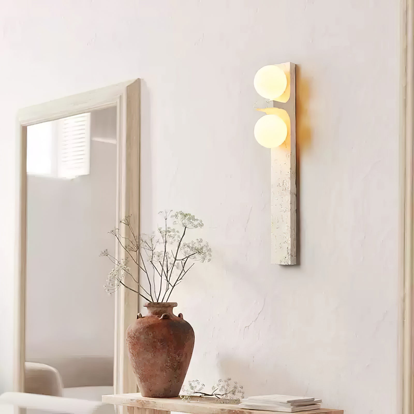 Asymmetrical Travertine Wall Sconce detail view 8