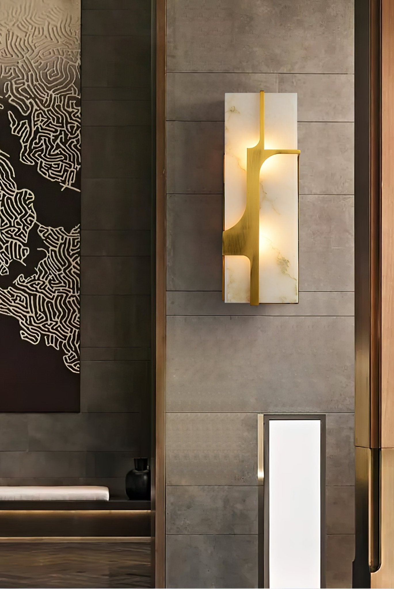 Aurevon Alabaster Wall Light, Hardwired Wall Sconce, detail 3