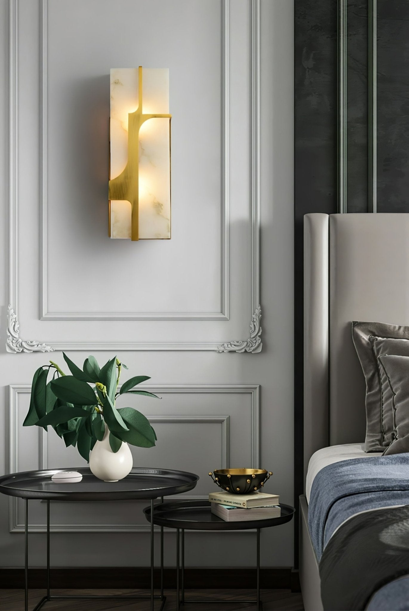 Aurevon Alabaster Wall Light, Hardwired Wall Sconce, detail 8