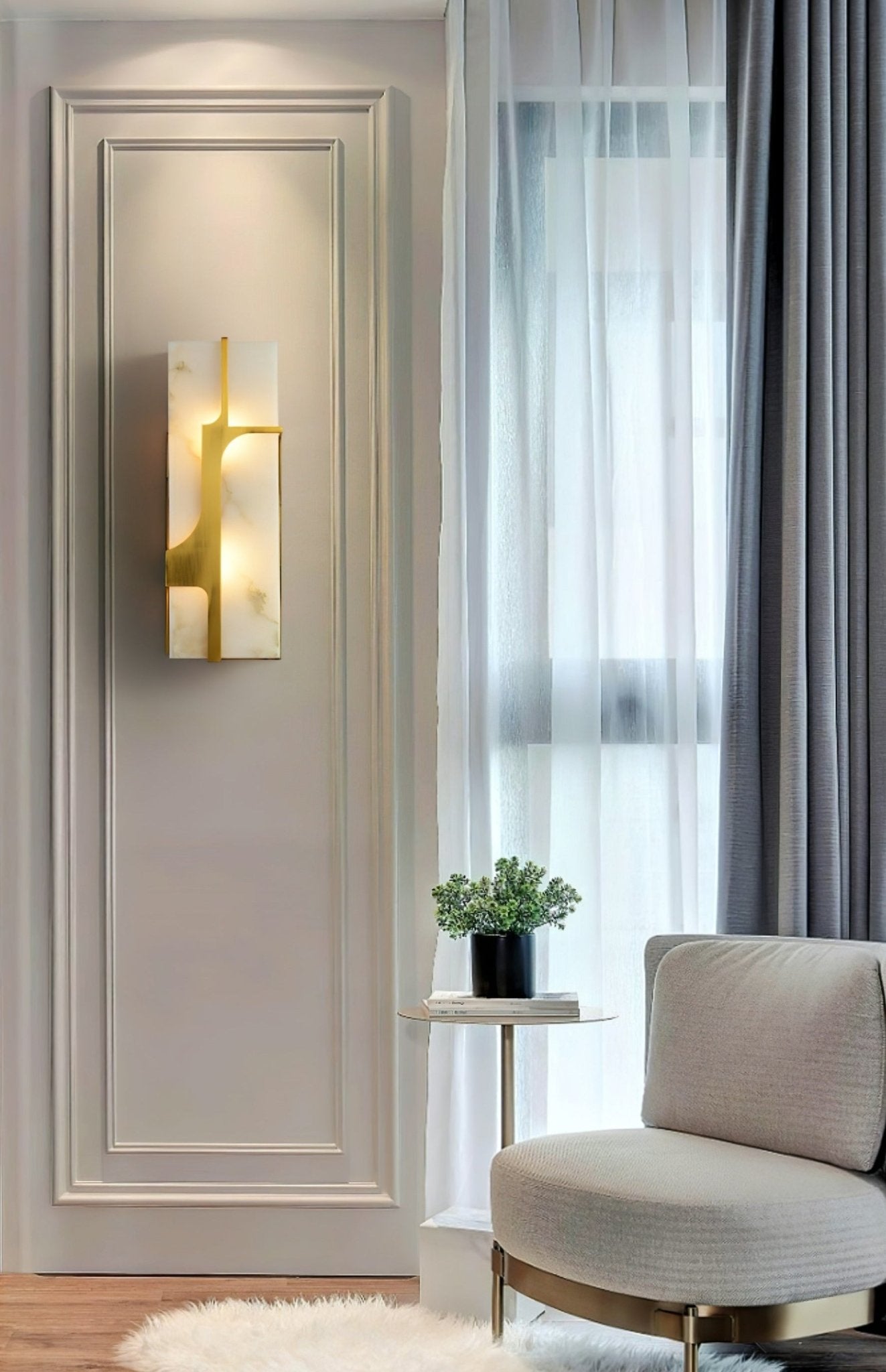 Aurevon Alabaster Wall Light, Hardwired Wall Sconce, detail 7