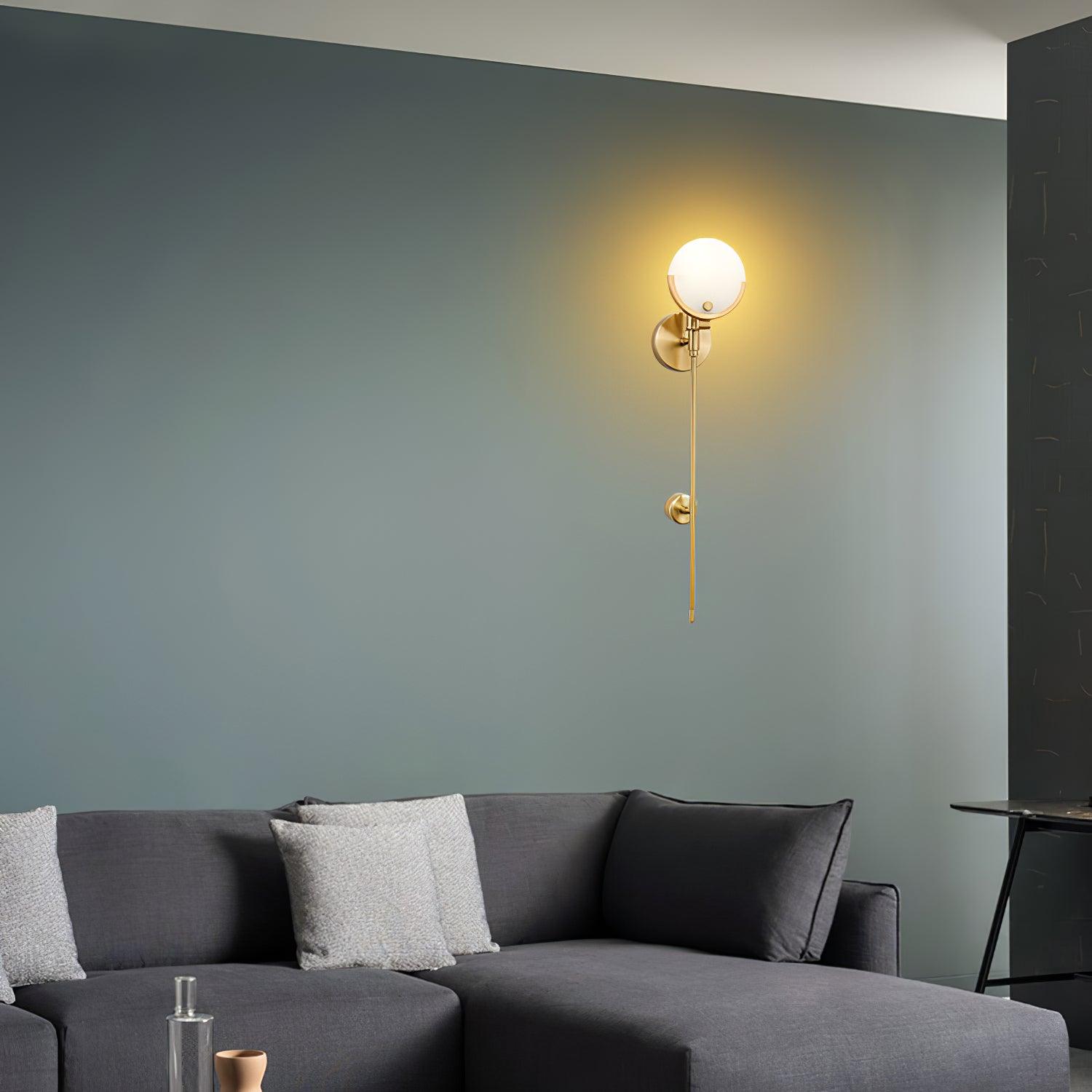 Ava Brass Alabaster Wall Light, Hardwired Wall Sconce, detail 10