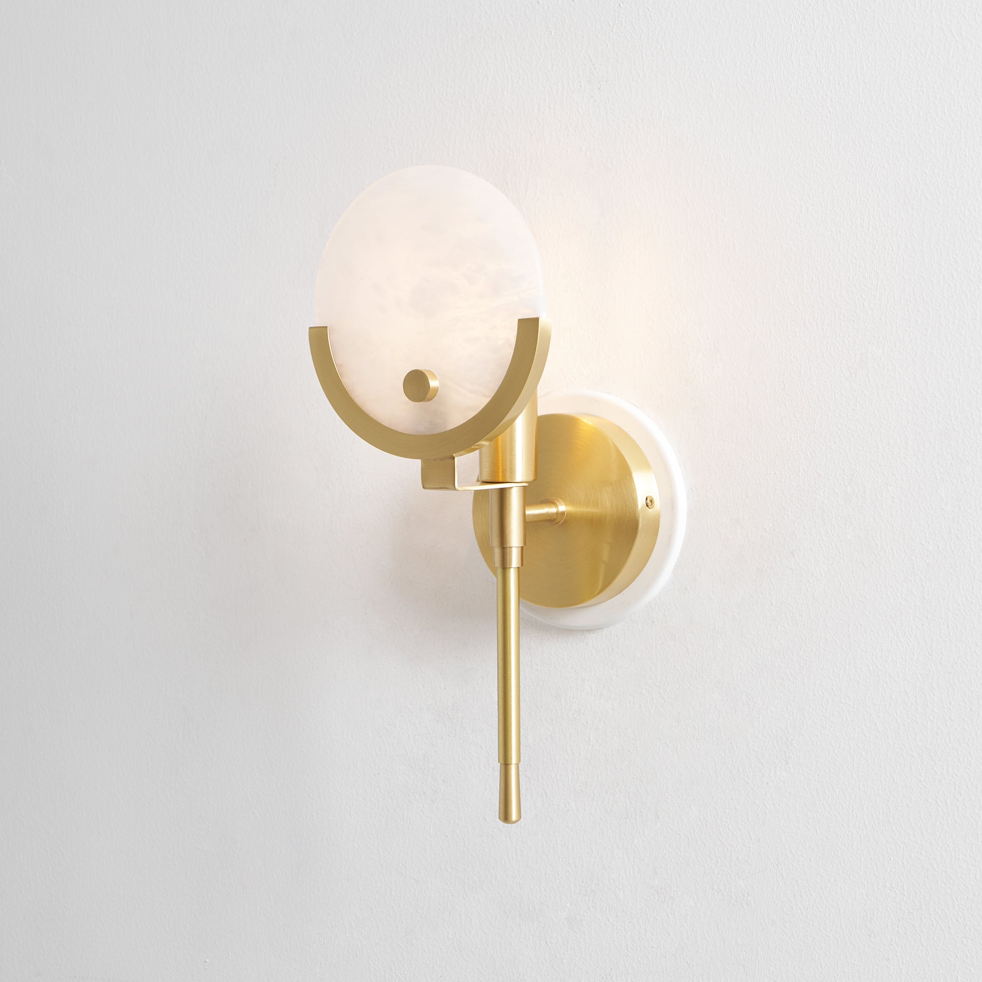 Ava Brass Alabaster Wall Light, Hardwired Wall Sconce, detail 25