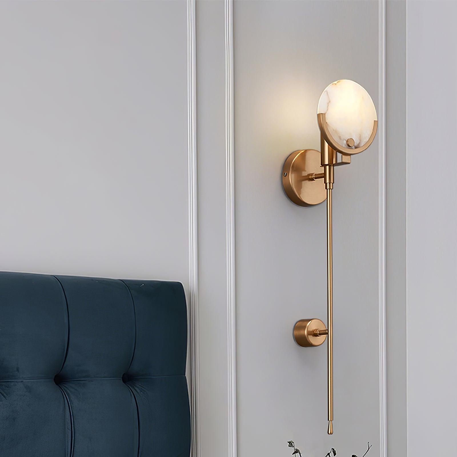 Ava Brass Alabaster Wall Light, Hardwired Wall Sconce, detail 5