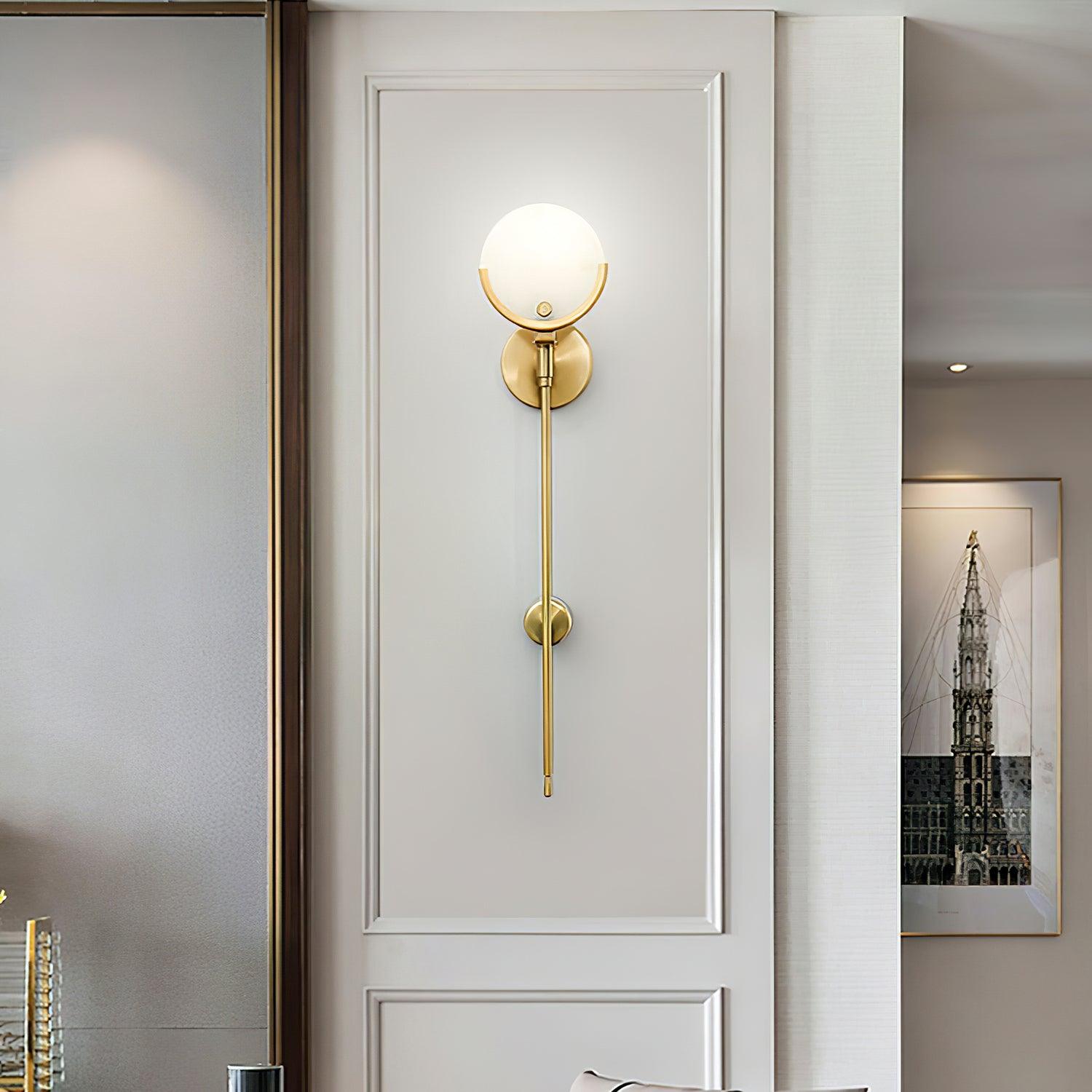 Ava Brass Alabaster Wall Light, Hardwired Wall Sconce, detail 60