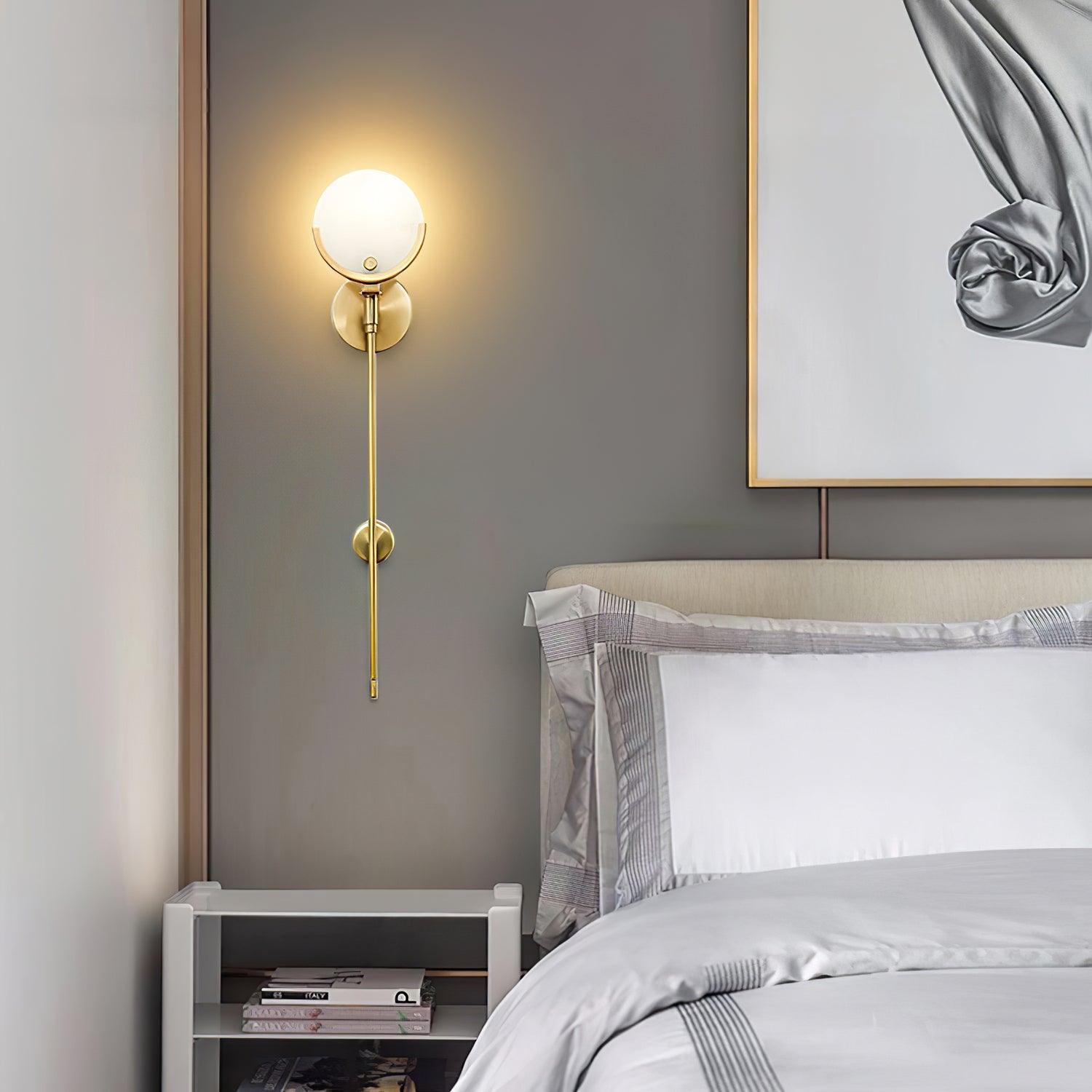 Ava Brass Alabaster Wall Light, Hardwired Wall Sconce, detail 48