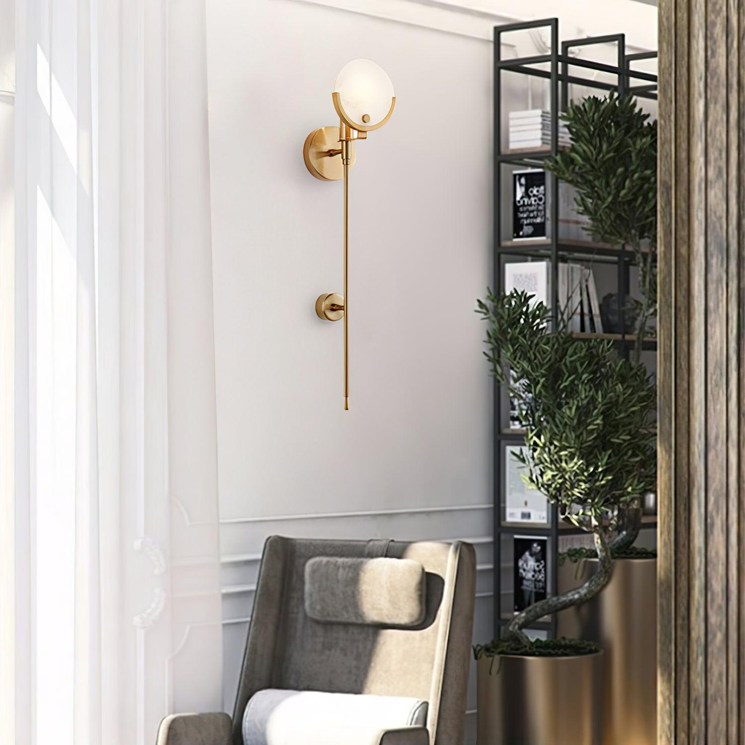 Ava Brass Alabaster Wall Light, Hardwired Wall Sconce, detail 53