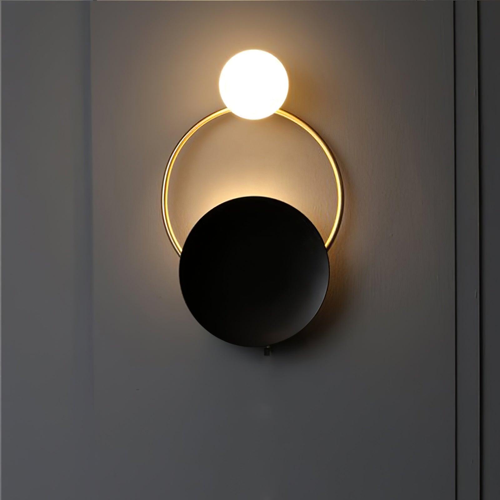 Black Circular Rings Wall Lamp End Table