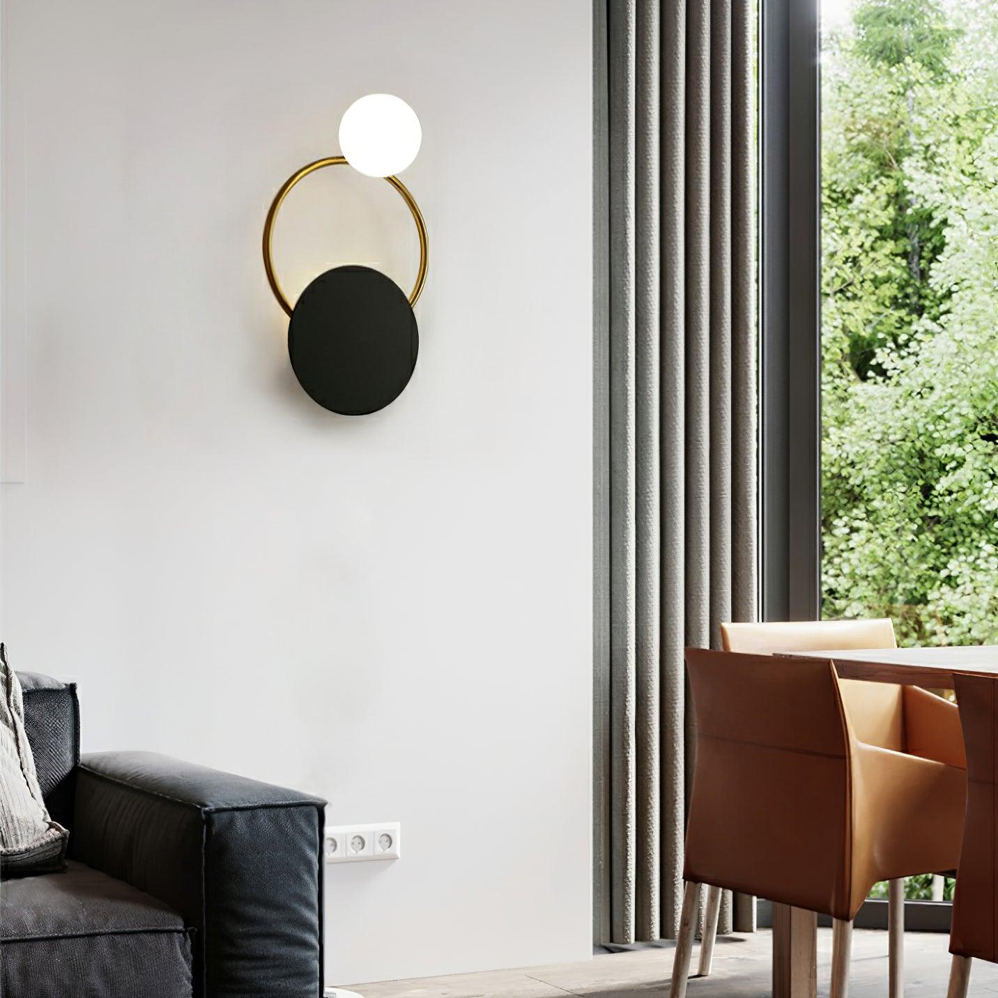 Black Circular Rings Wall Lamp End Table
