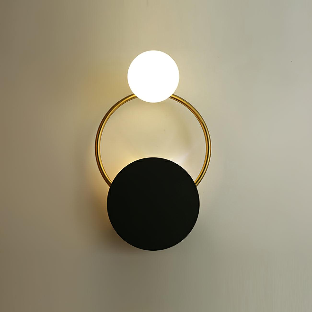 Black Circular Rings Wall Lamp End Table