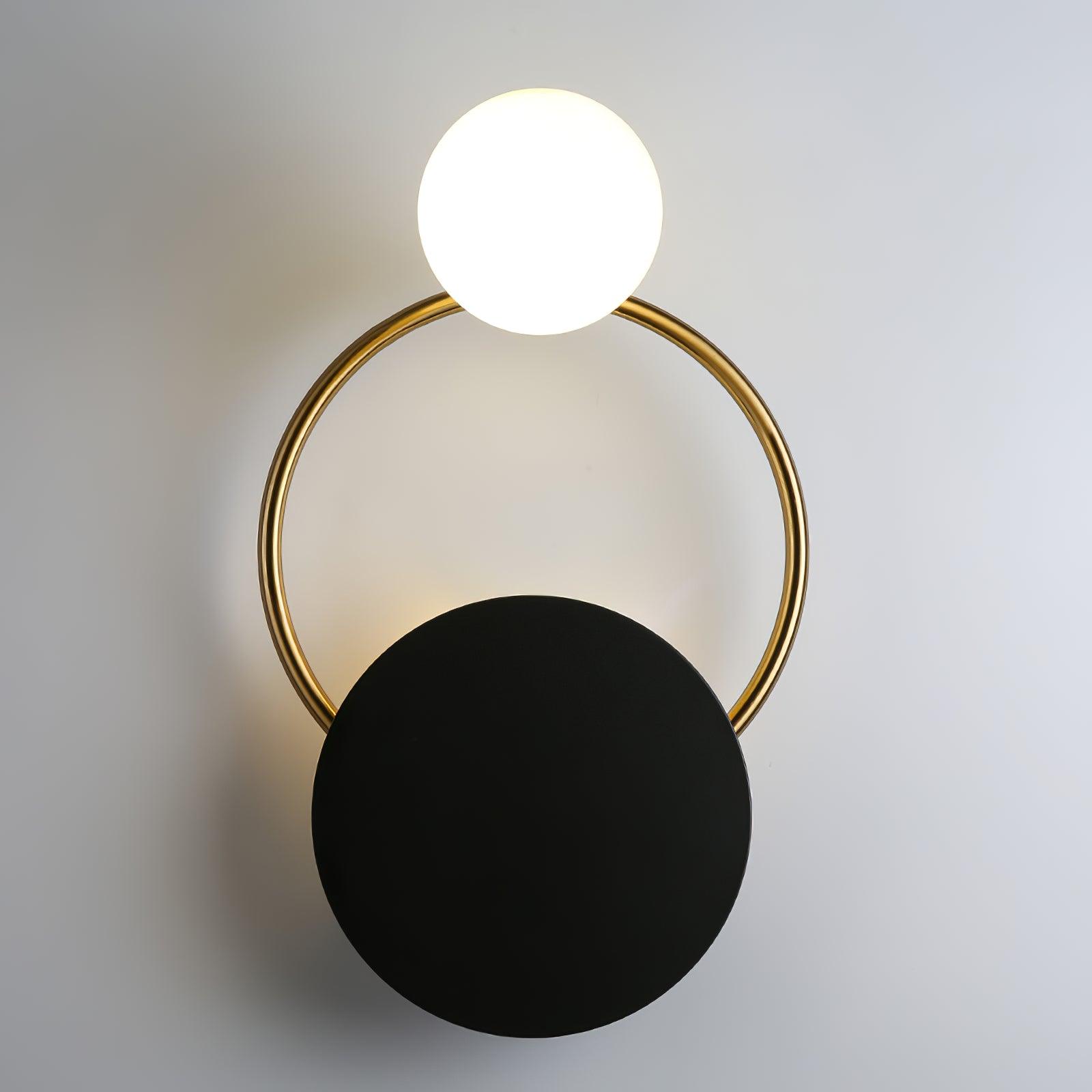 Black Circular Rings Wall Lamp End Table