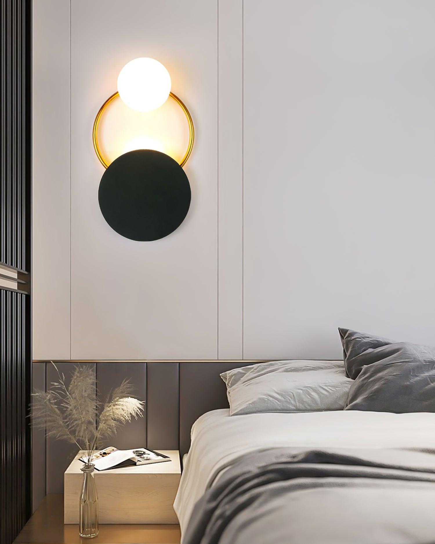 Black Circular Rings Wall Lamp End Table