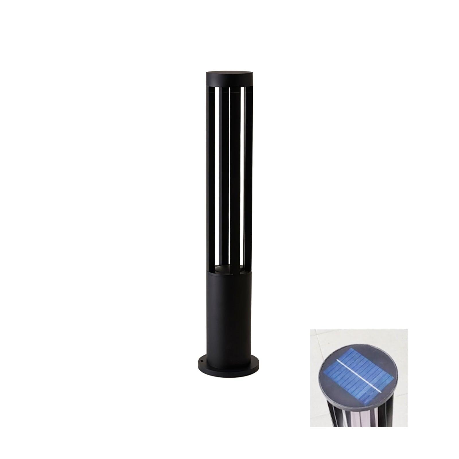 Black Cylindrical Solar Outdoor Post Light Floor Lamp detail view 27