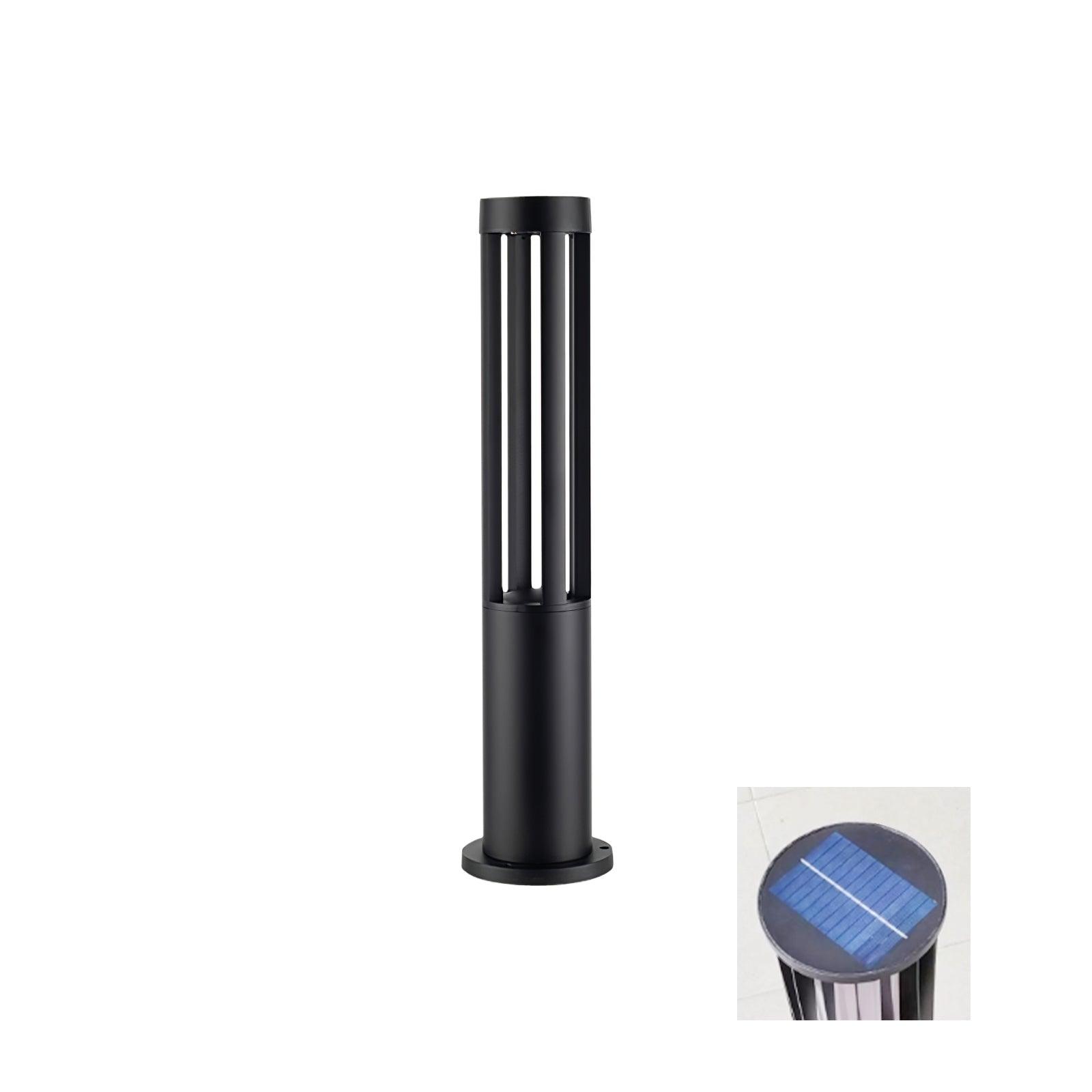 Black Cylindrical Solar Outdoor Post Light detail view 28