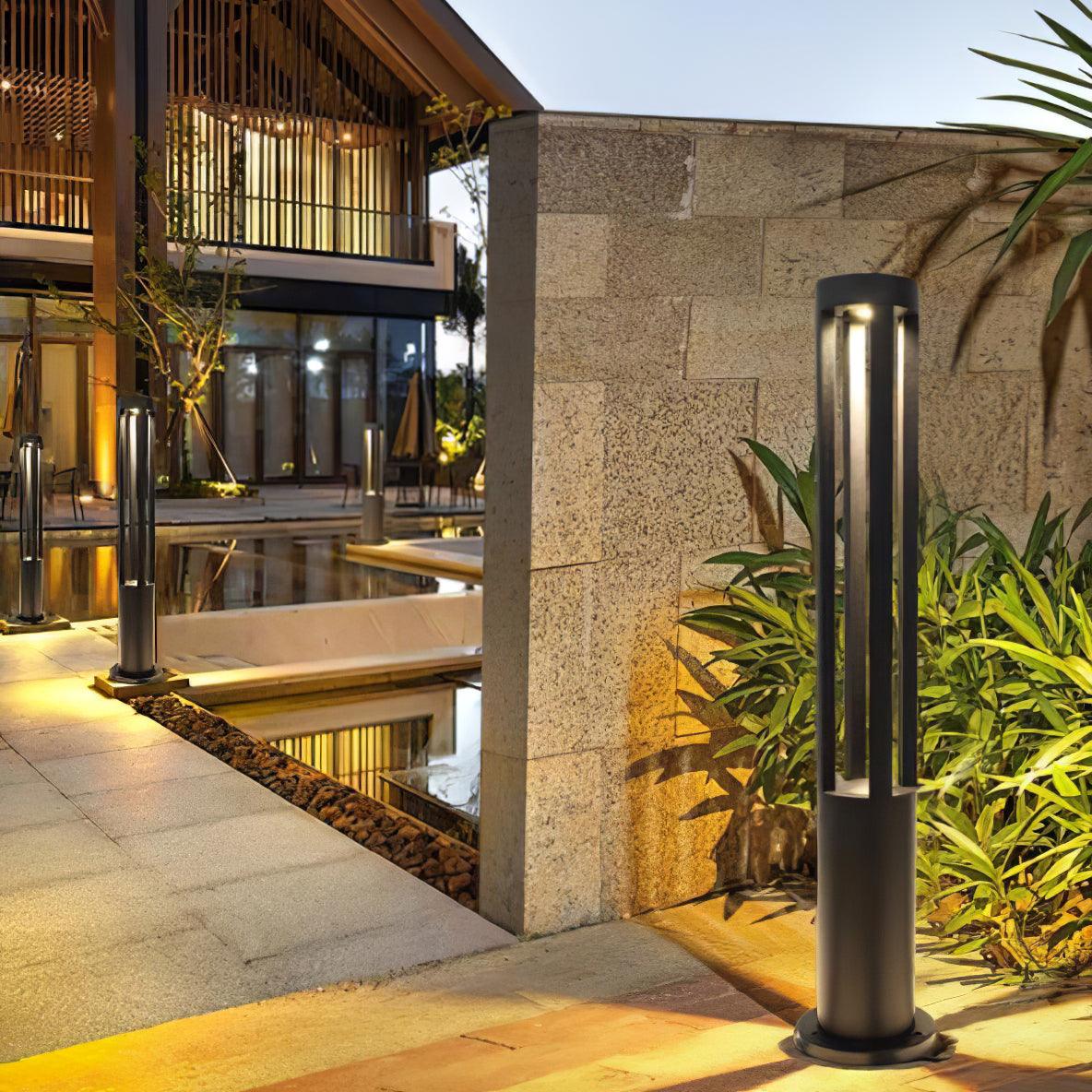 Black Cylindrical Solar Outdoor Post Light detail view 15