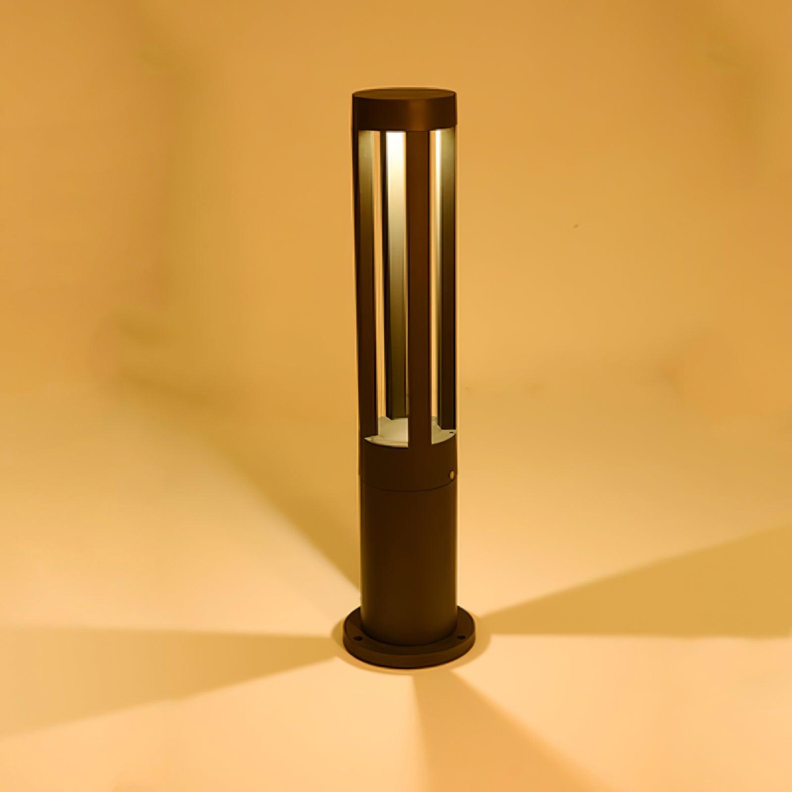 Black Cylindrical Solar Outdoor Post Light Floor Lamp detail view 16