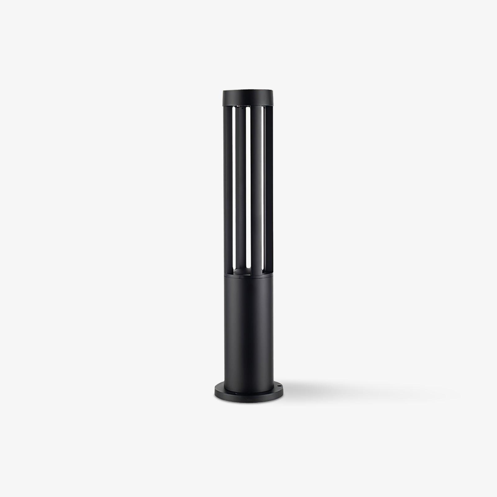 Black Cylindrical Solar Outdoor Post Light Floor Lamp detail view 5
