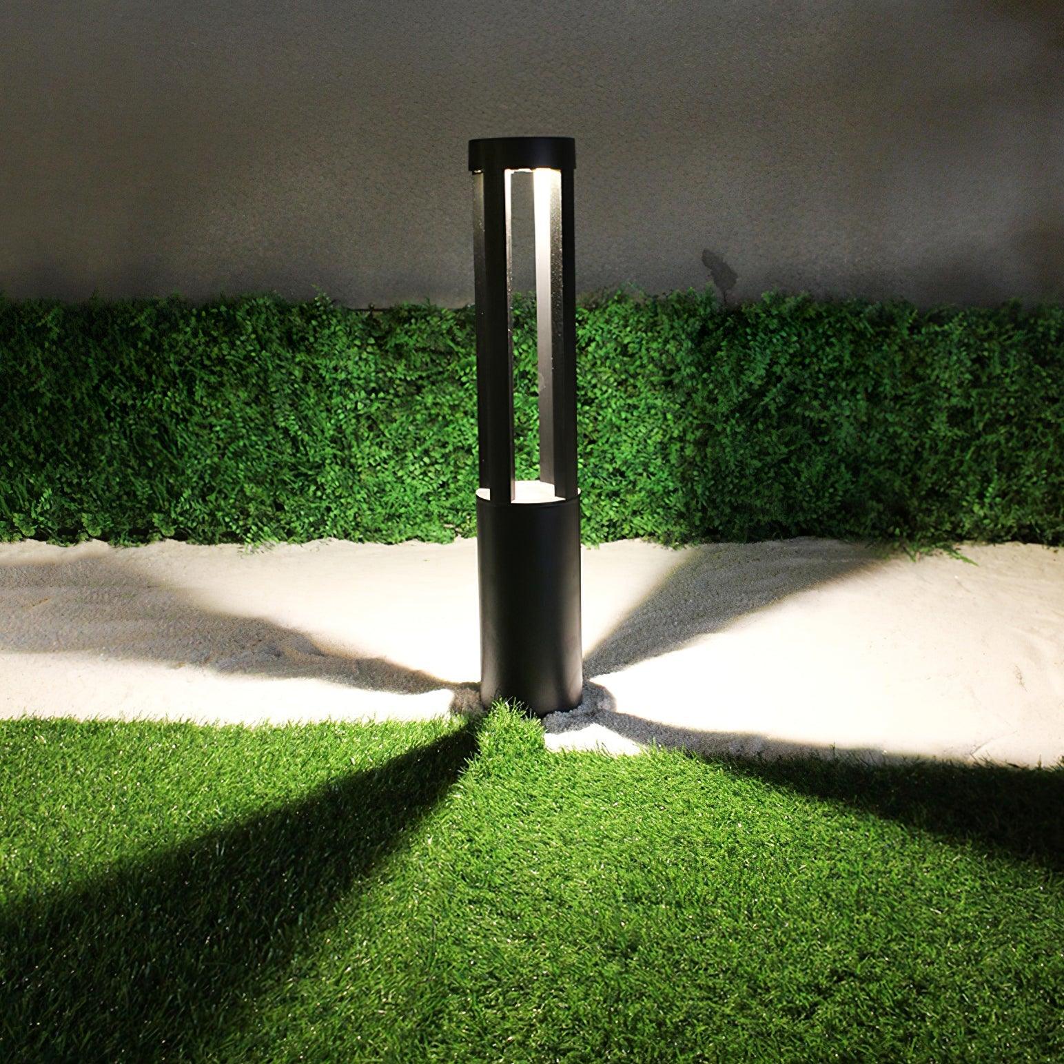 Black Cylindrical Solar Outdoor Post Light detail view 3