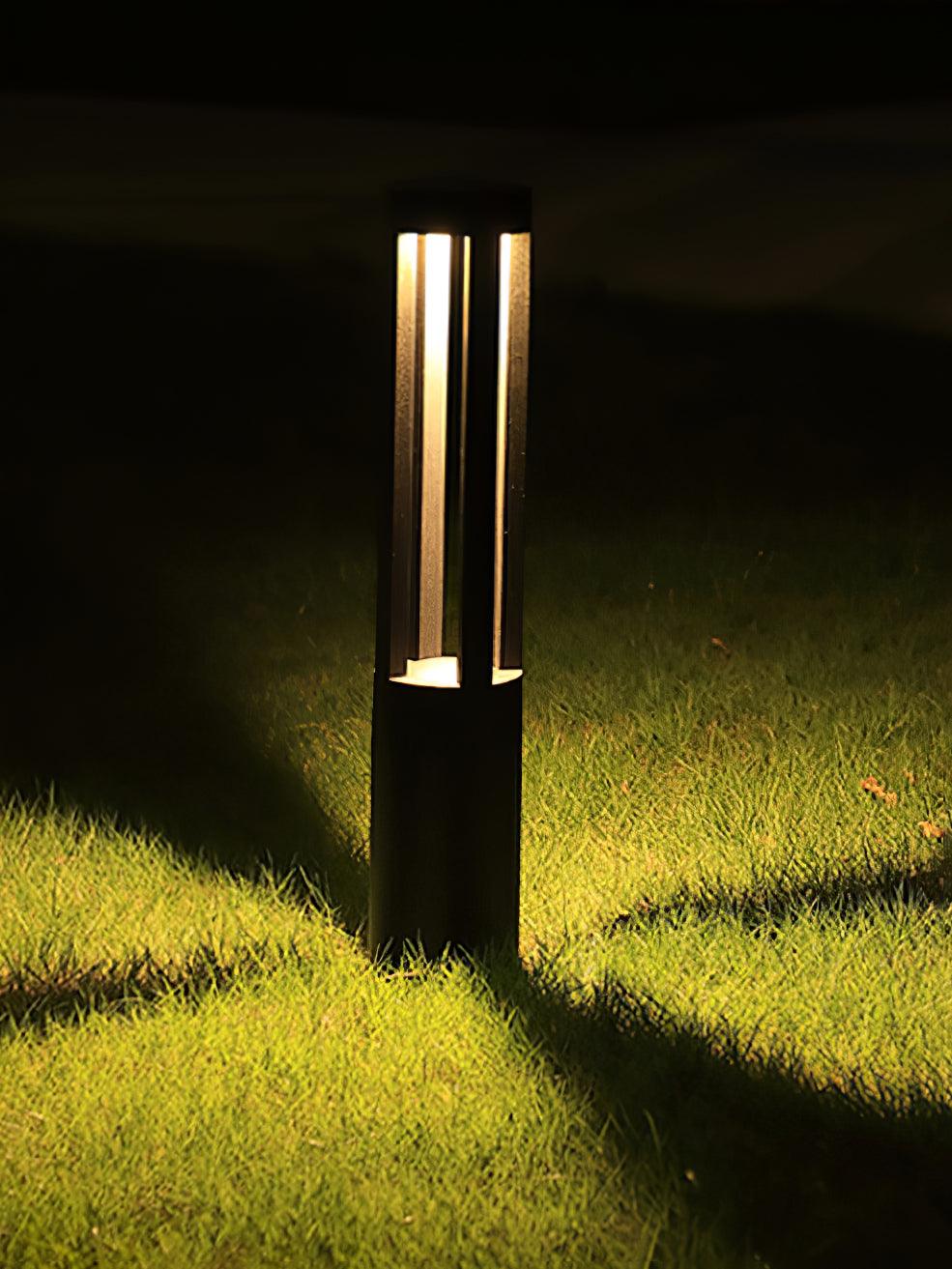 Black Cylindrical Solar Outdoor Post Light detail view 20